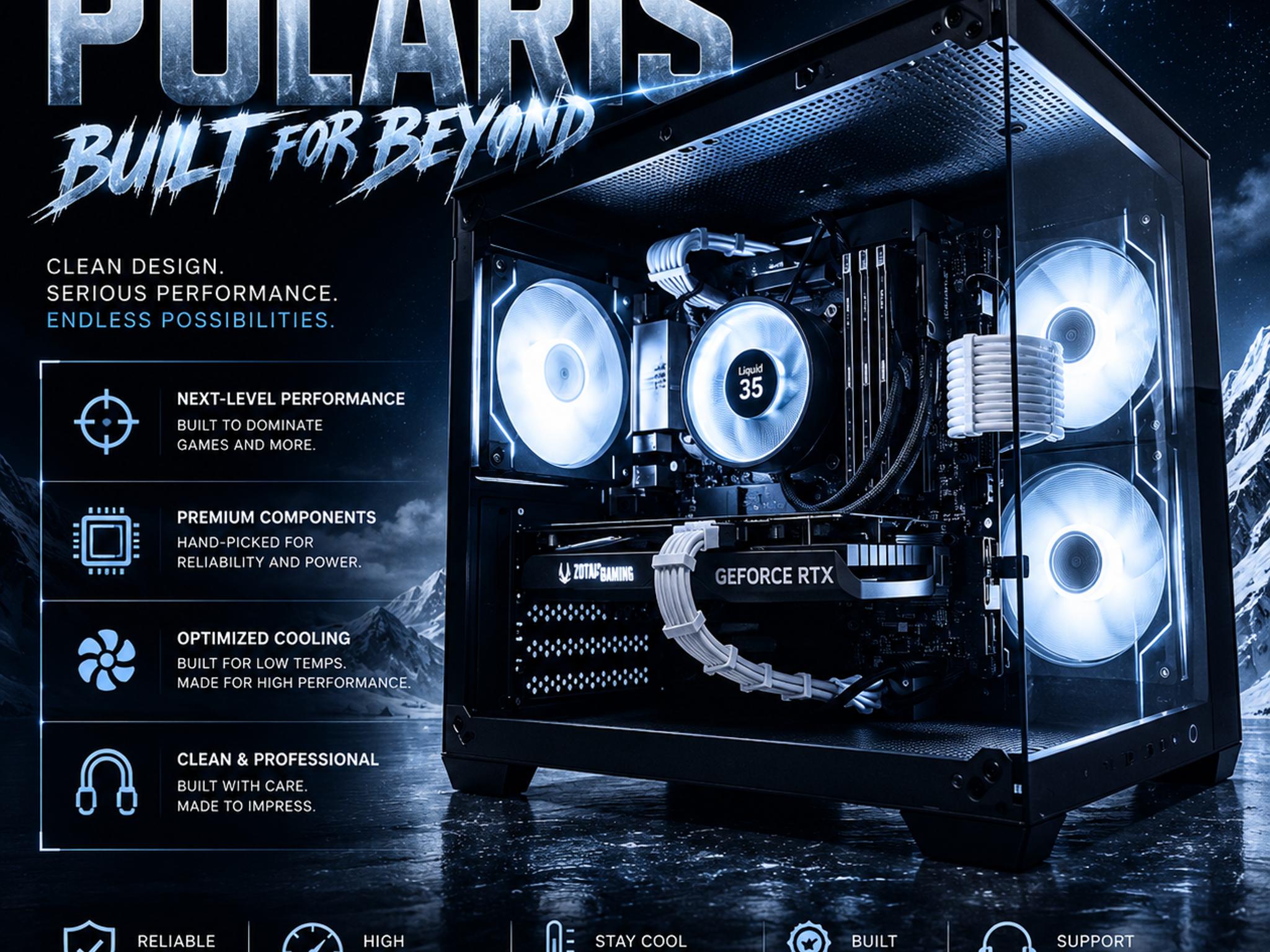 ❄️"Polaris "❄️| 1080p Gaming | RTX 4060 | Ryzen 5 5500 | 32B Ram | 1TB NVMe Storage
