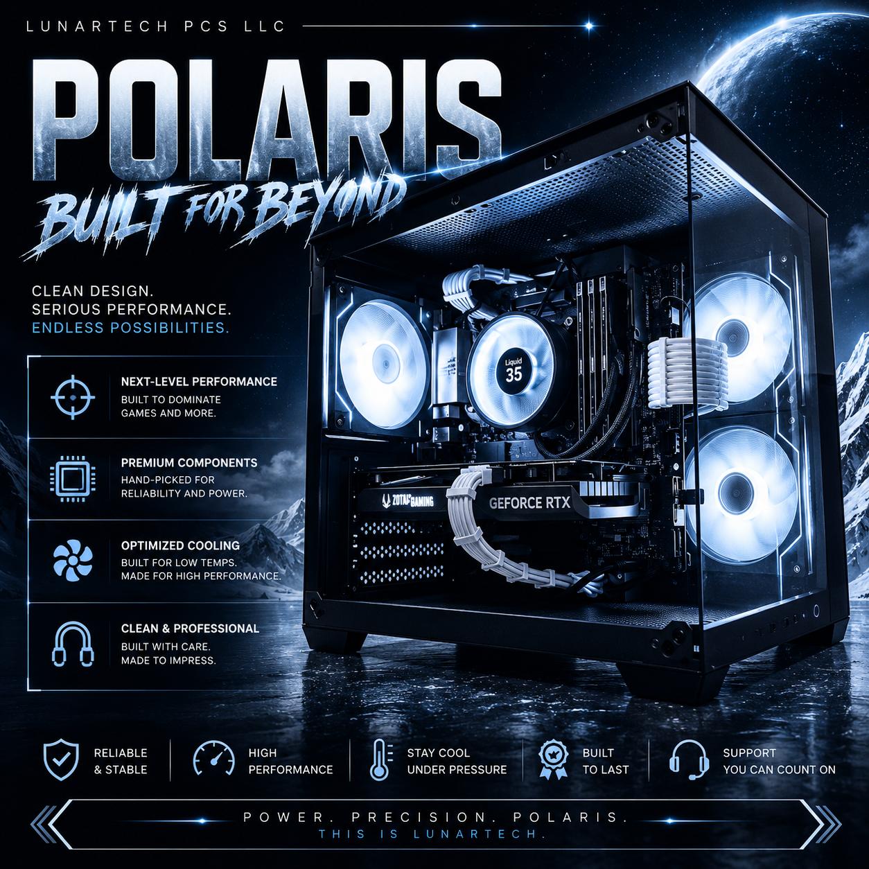 ❄️"Polaris "❄️| 1080p Gaming | RTX 4060 | Ryzen 5 5500 | 32B Ram | 1TB NVMe Storage