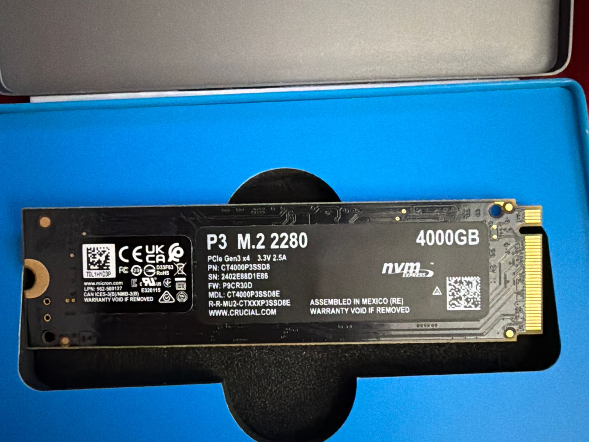 Crucial Micron P3 4TB NVMe SSD 2280