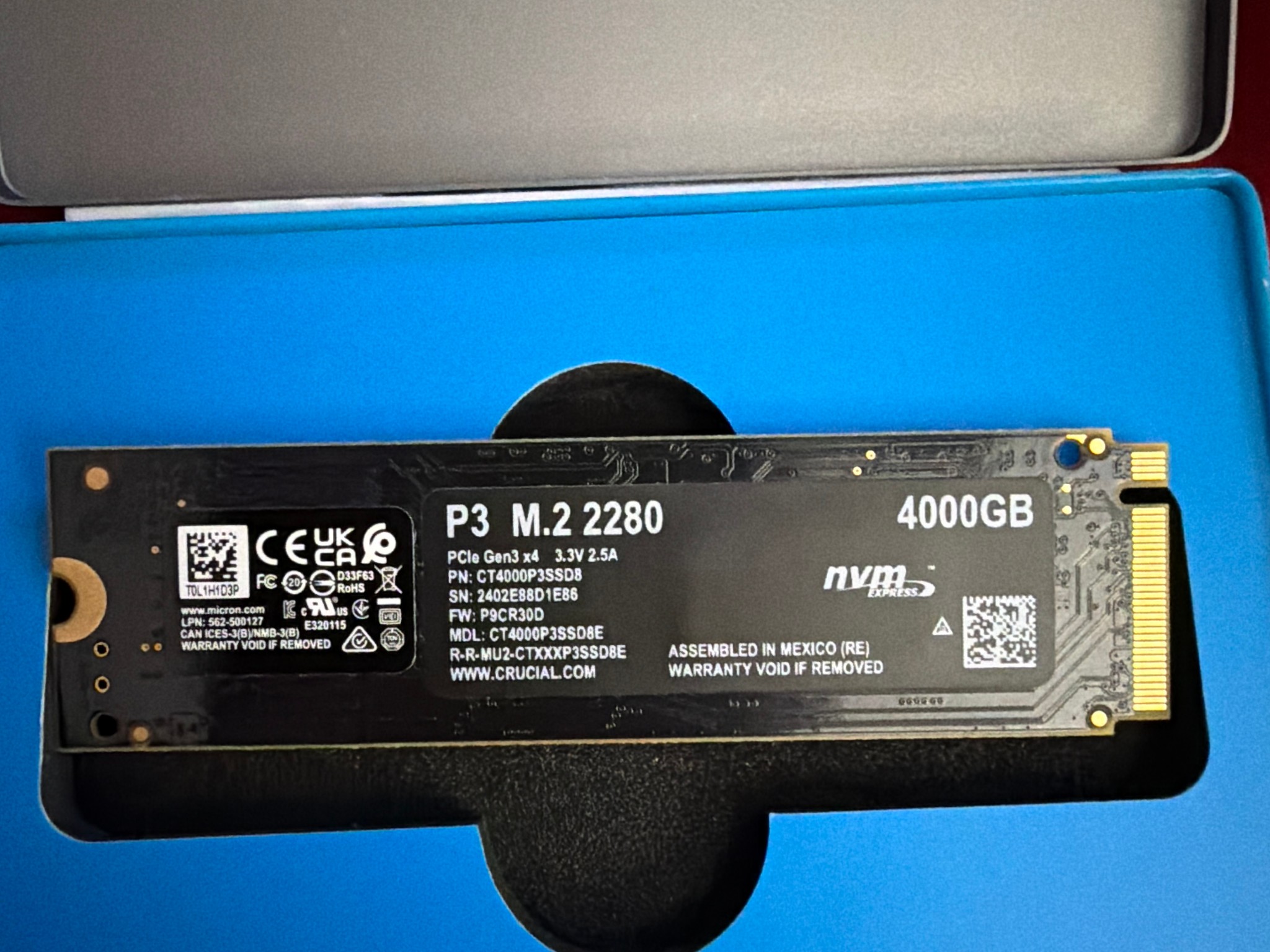 Crucial Micron P3 4TB NVMe SSD 2280