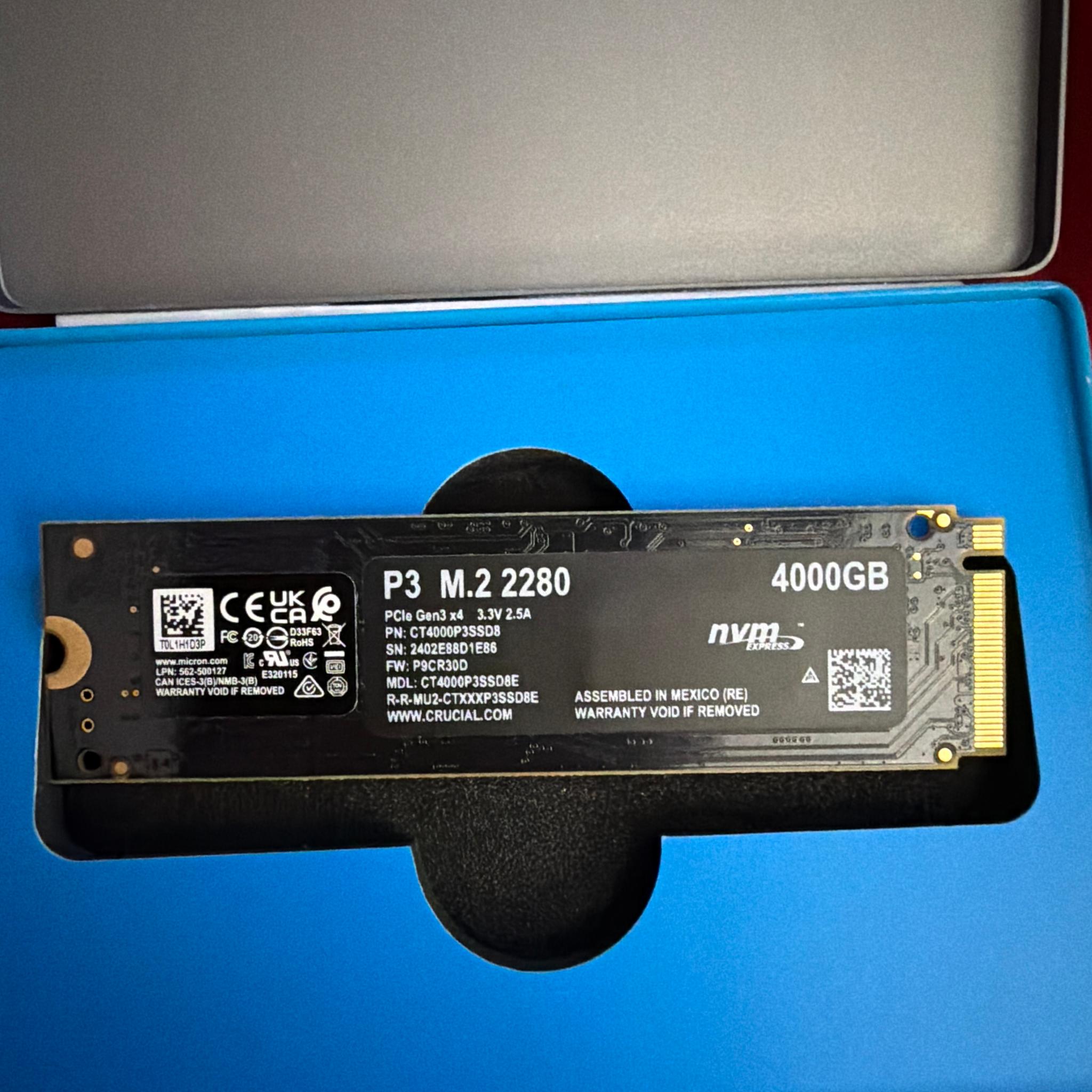 Crucial Micron P3 4TB NVMe SSD 2280