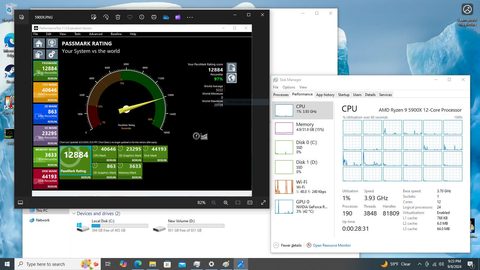 RTX 3080 Ryzen 9 5900X, 4x8GB 3600mhz, 500GB Gen 4 NVMe, 1TB NVMe. Gaming, Editing, and Streaming PC