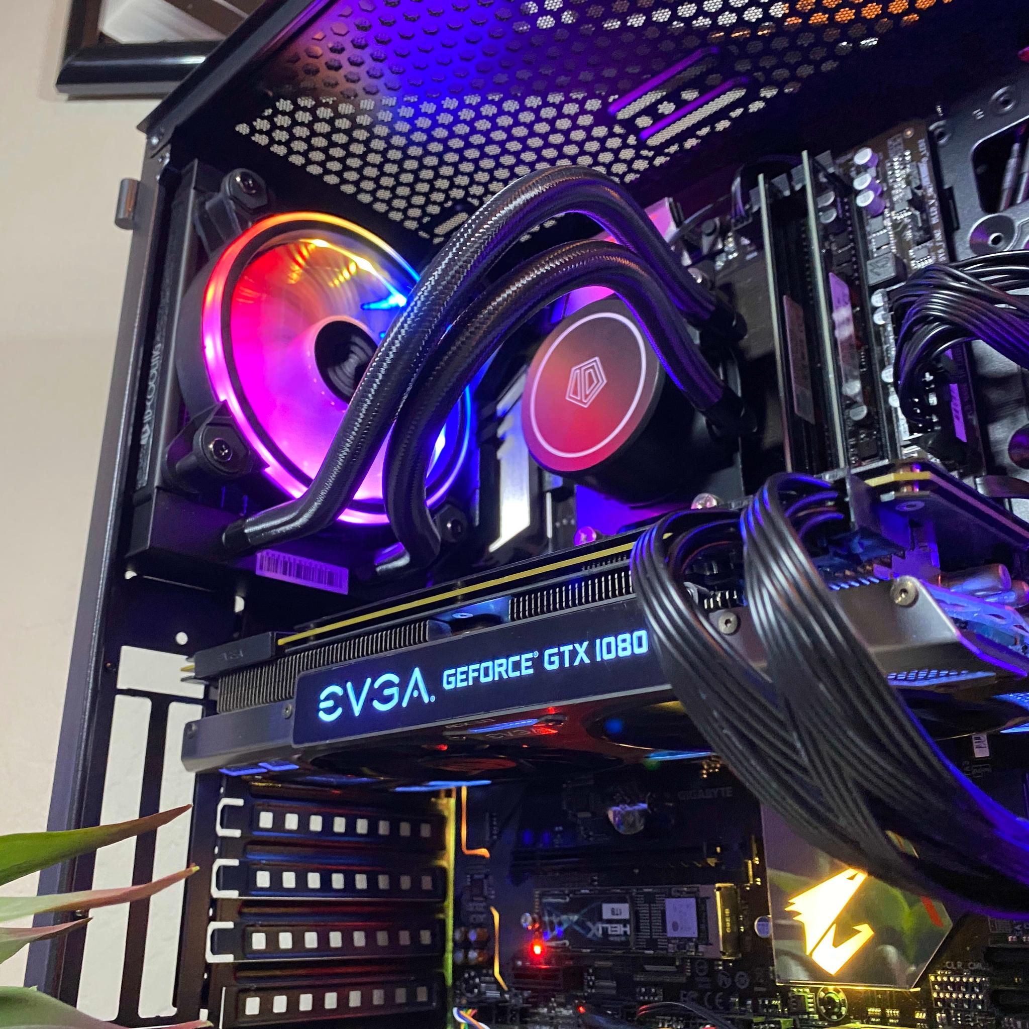 Custom Built High End Ryzen 5 Nvidia 1080 RGB Water Cooled Gaming PC Computer
