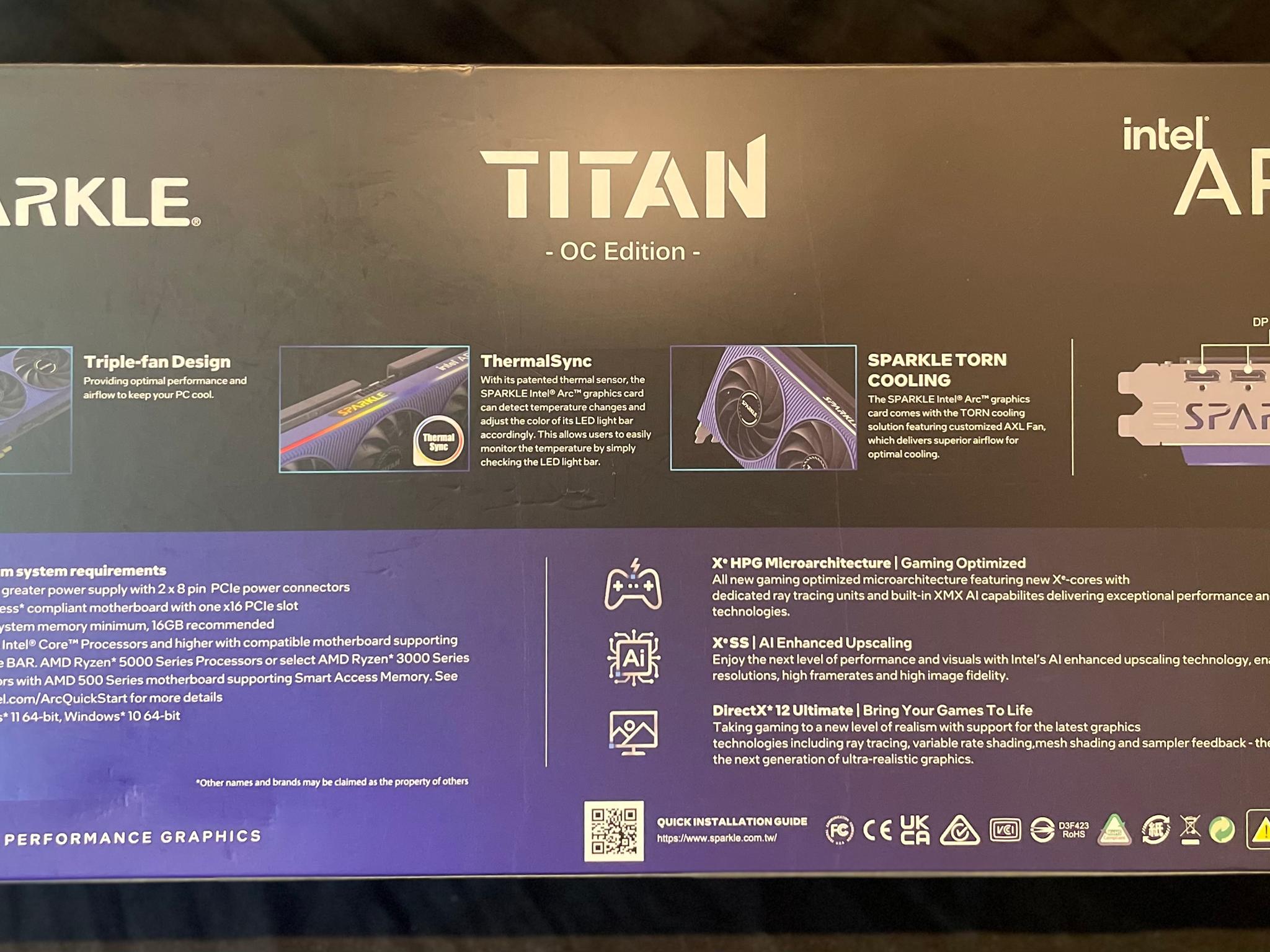 New Sparkle Intel Arc a750 Titan OC Edition
