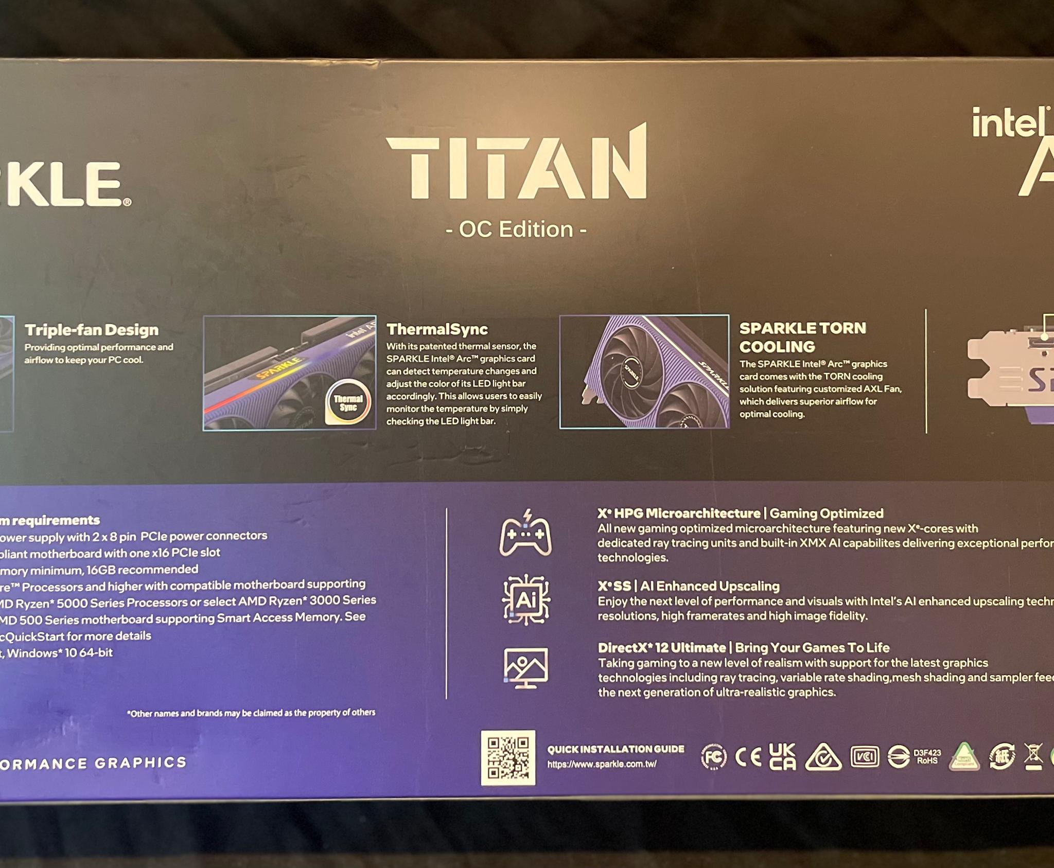New Sparkle Intel Arc a750 Titan OC Edition