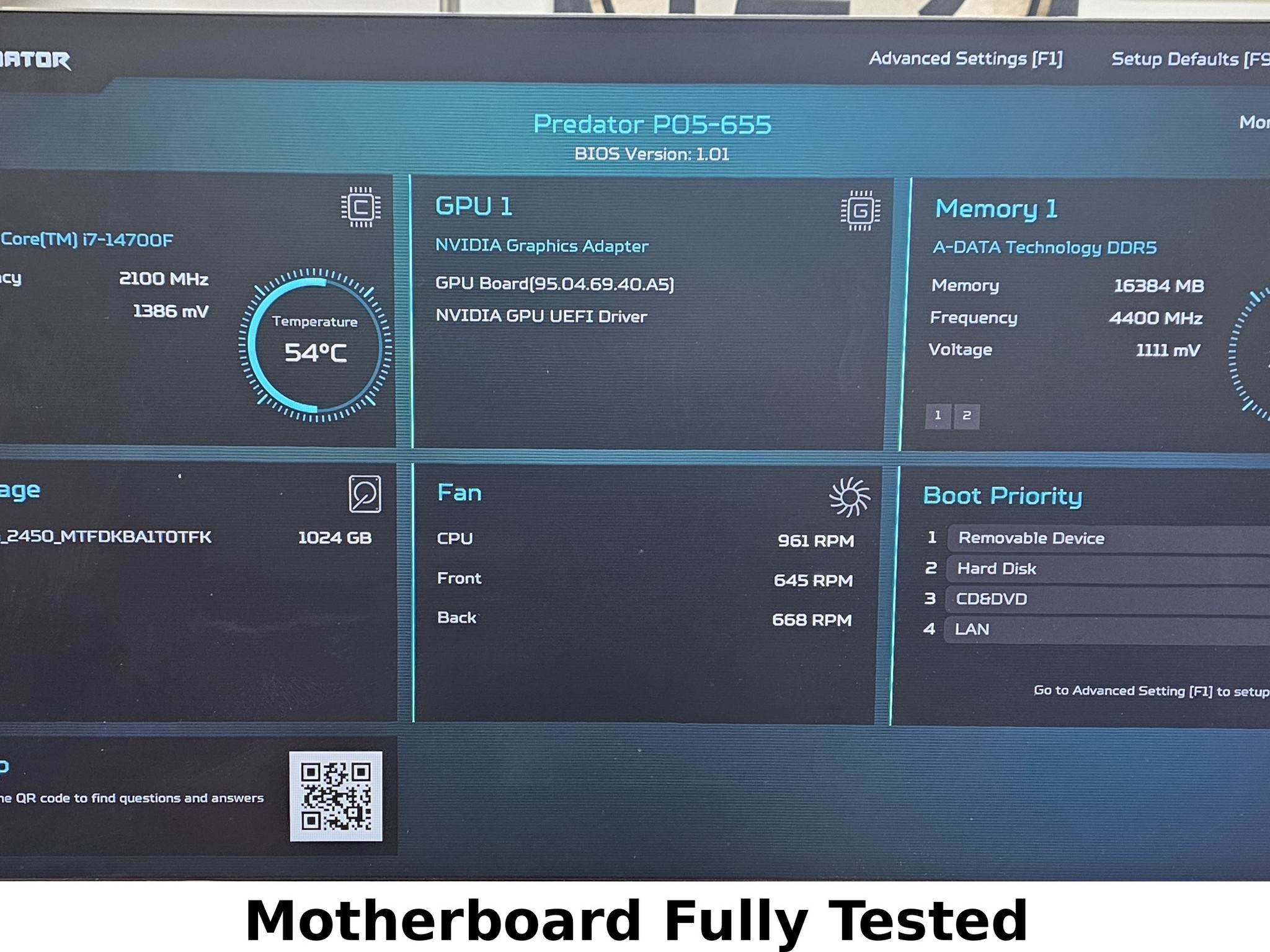 Acer Predator IH67M-WH V1.0 LGA1700 DDR5 mATX Motherboard w/ WiFi & I/O Shield
