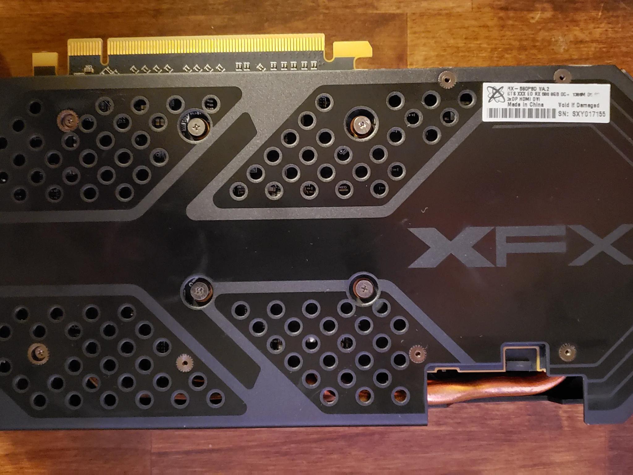 XFX RX 580 graphics card with 8gb memory