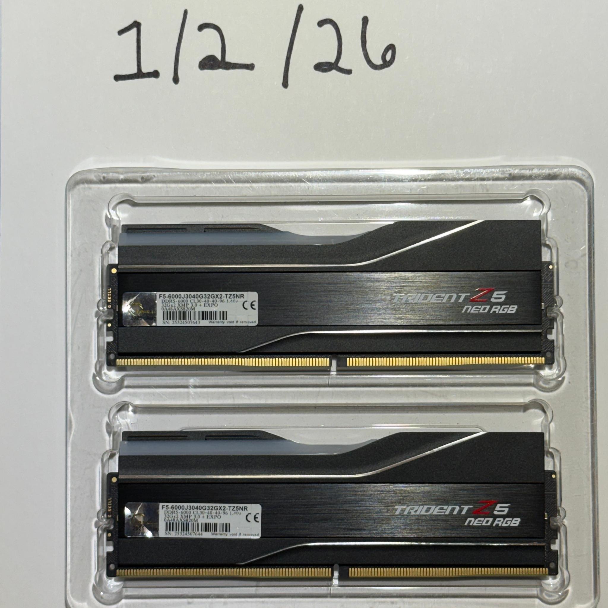 G.SKILL Trident Z5 Neo RGB 64GB (2×32GB) DDR5-6000 CL30 EXPO/XMP – Like New