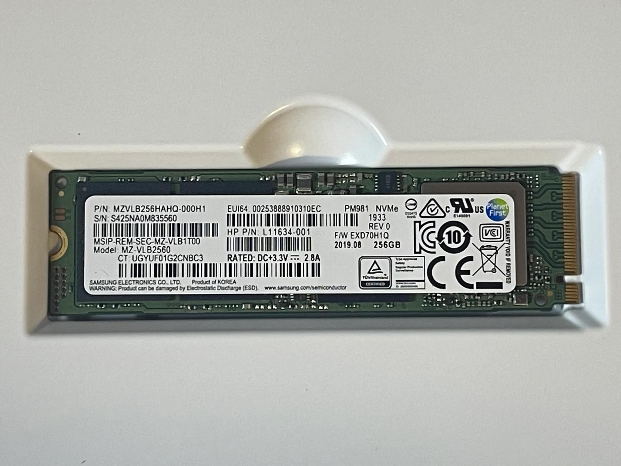 Used, Samsung PM981 256GB NVMe M.2 SSD