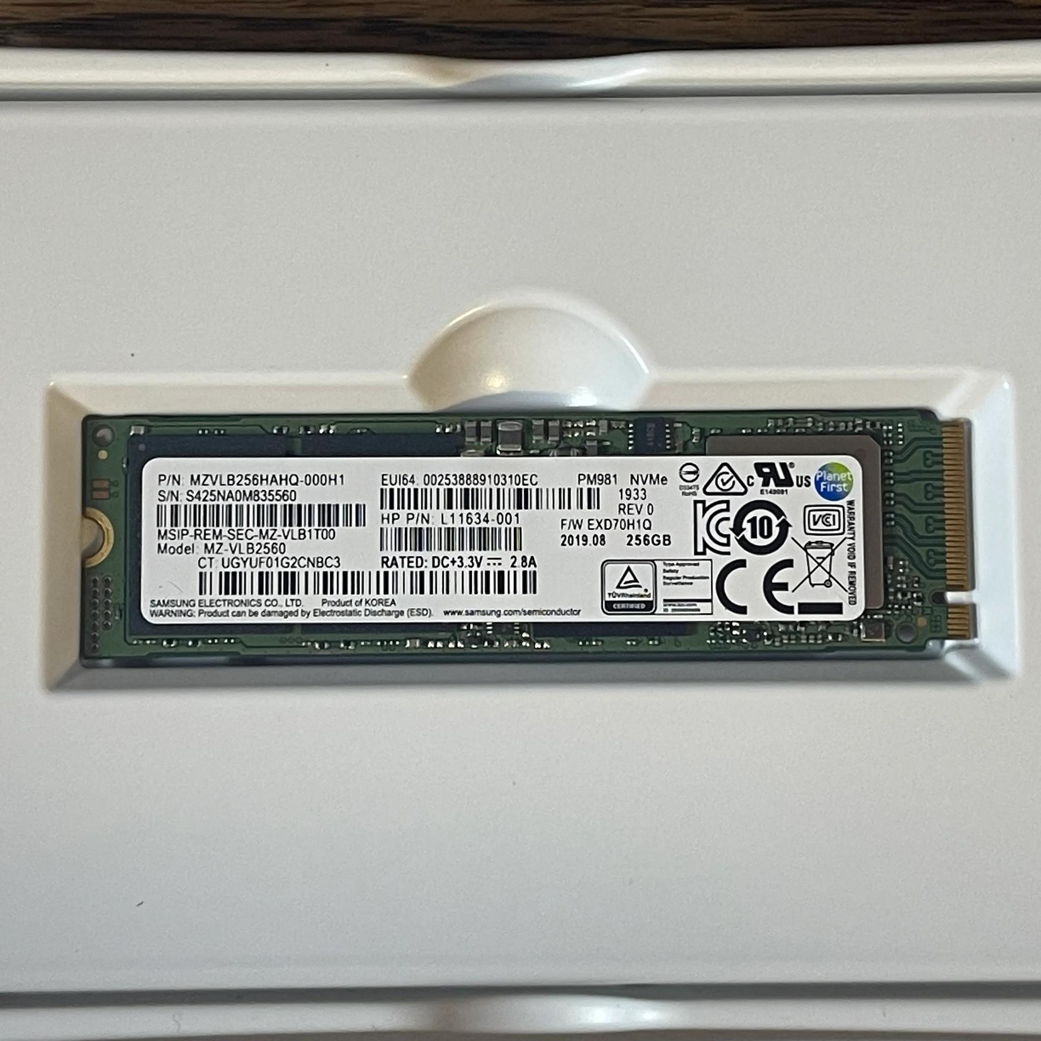 Used, Samsung PM981 256GB NVMe M.2 SSD