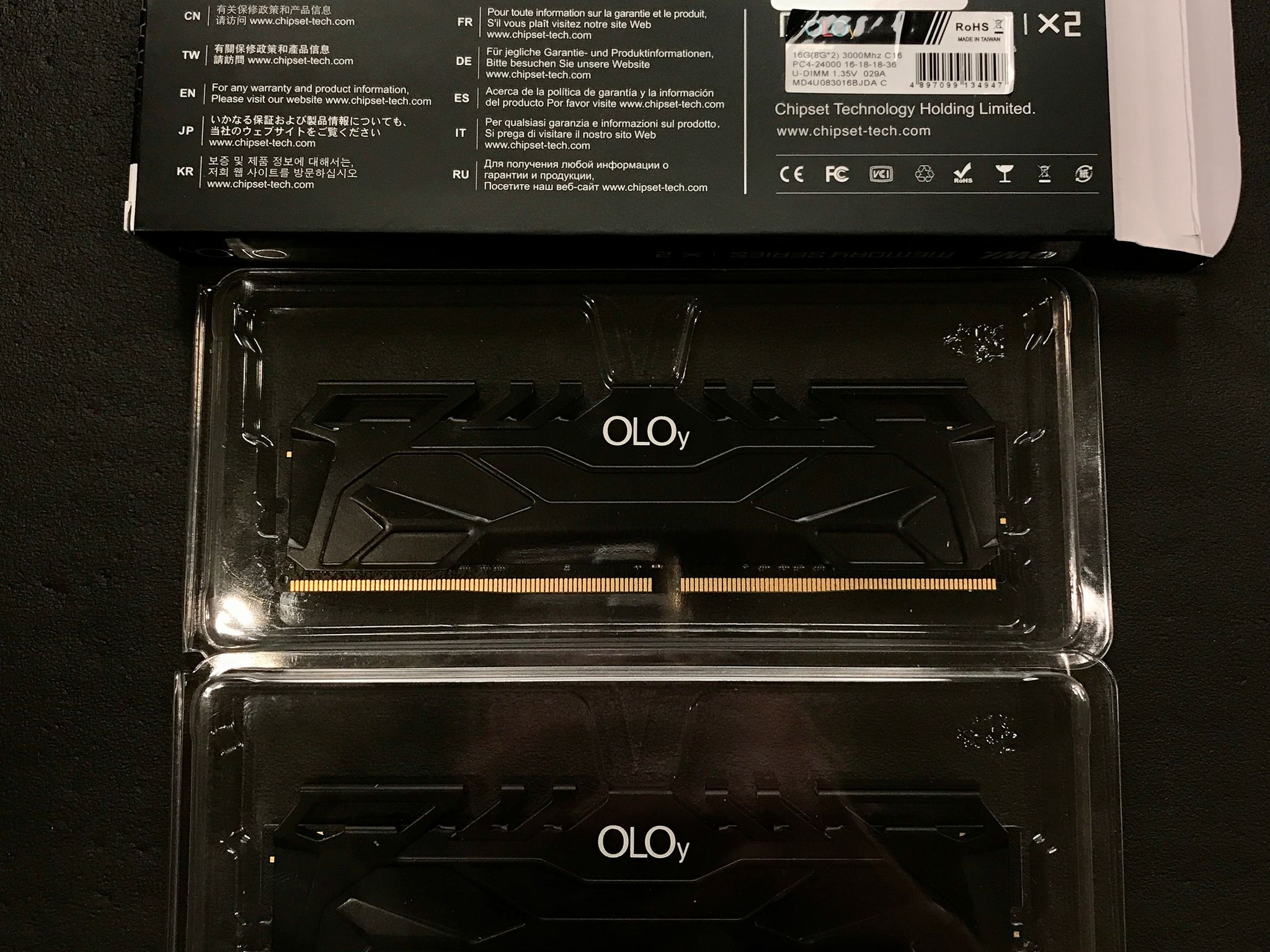 Used black OLOy 16GB DDR4-3000 cl16 