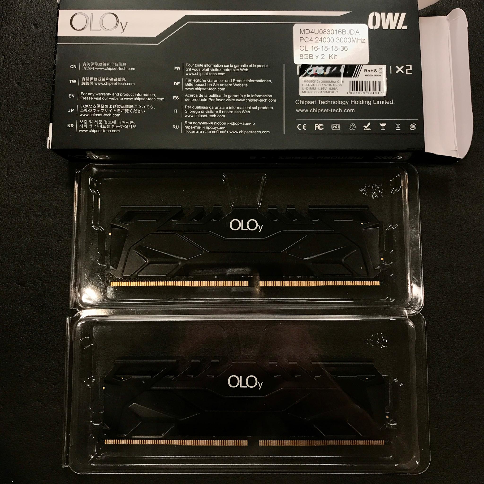 Used black OLOy 16GB DDR4-3000 cl16 