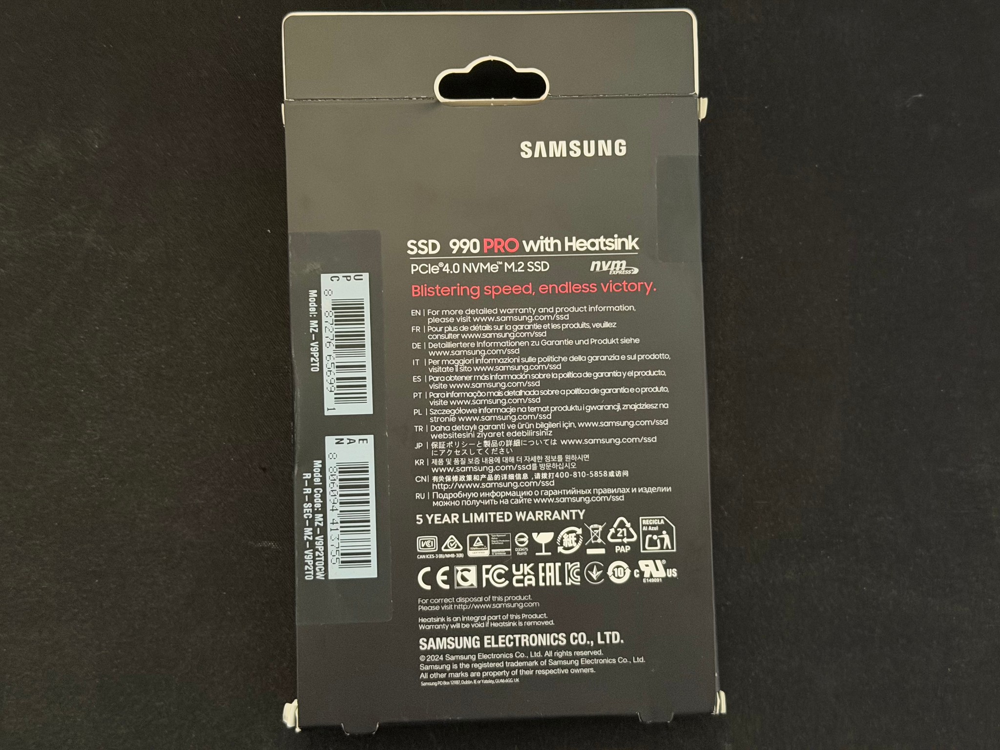 Samsung 990 PRO 2TB with Heatsink – Sealed Retail Box