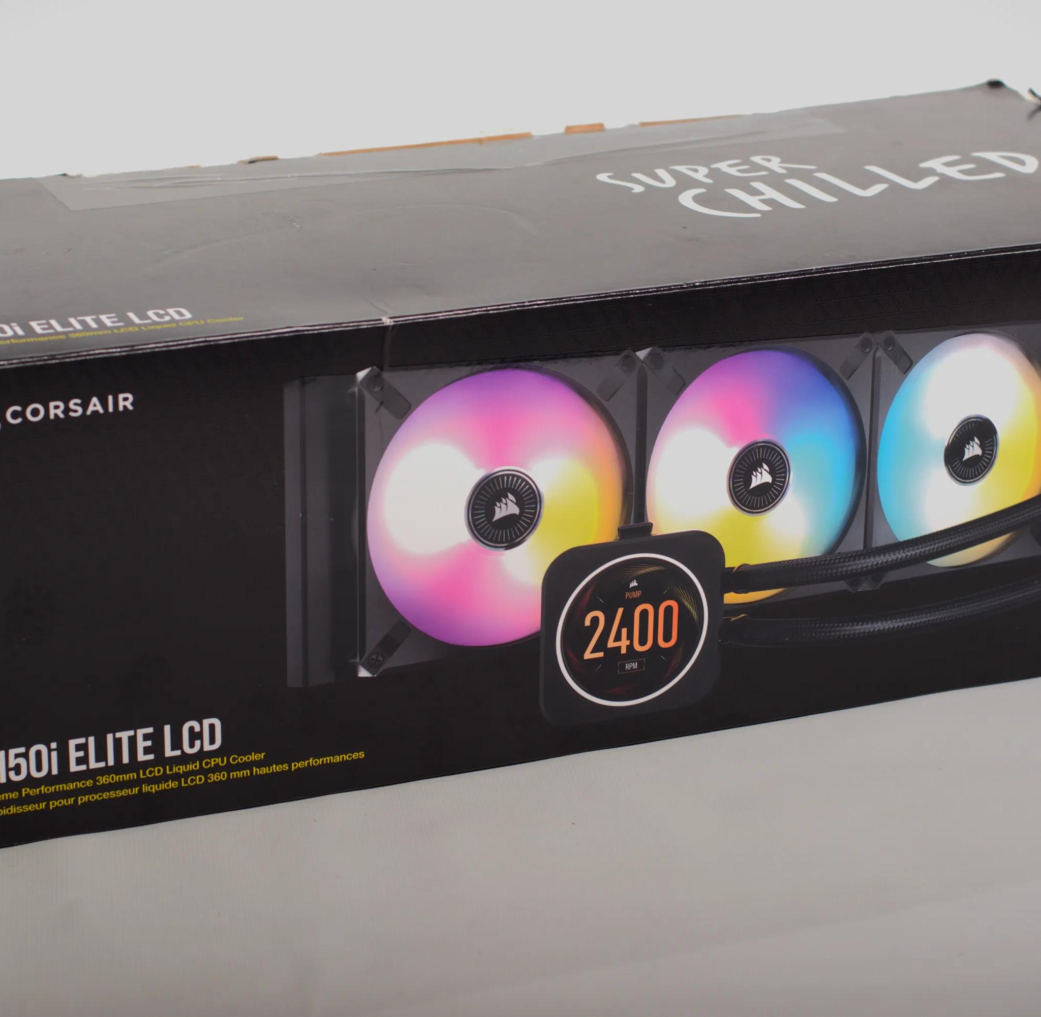 Corsair H150i Elite LCD AIO Liquid Cooler - LCD Screen - 360mm Black