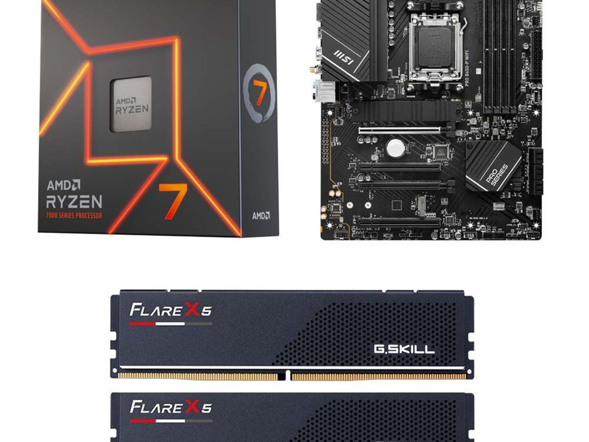 AMD Ryzen 7 7700X, MSI B650-P Pro WiFi, G.Skill Flare X5 Series 32GB DDR5-6000mhz Combo