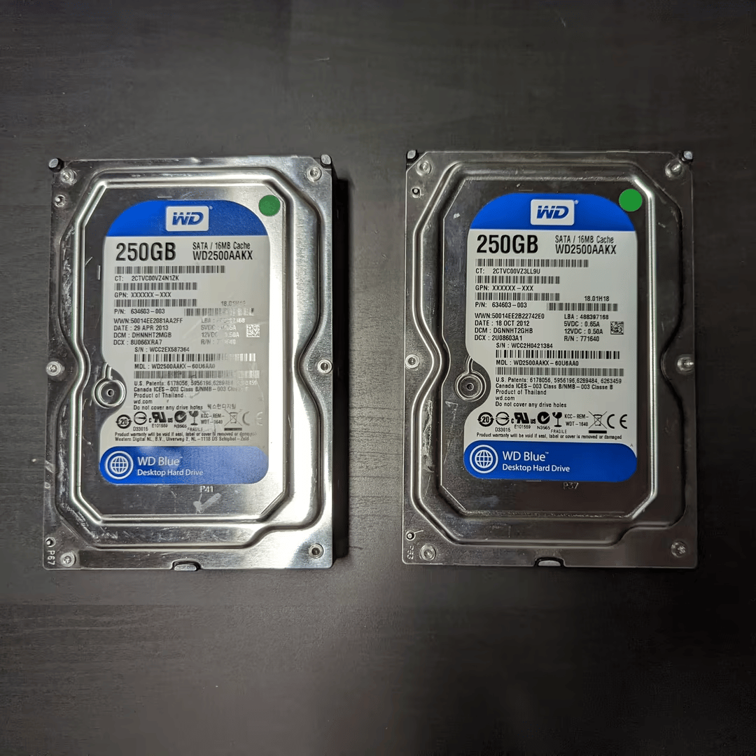 Lot 2 * 250GB WD Blue HDD | No Bad Sectors