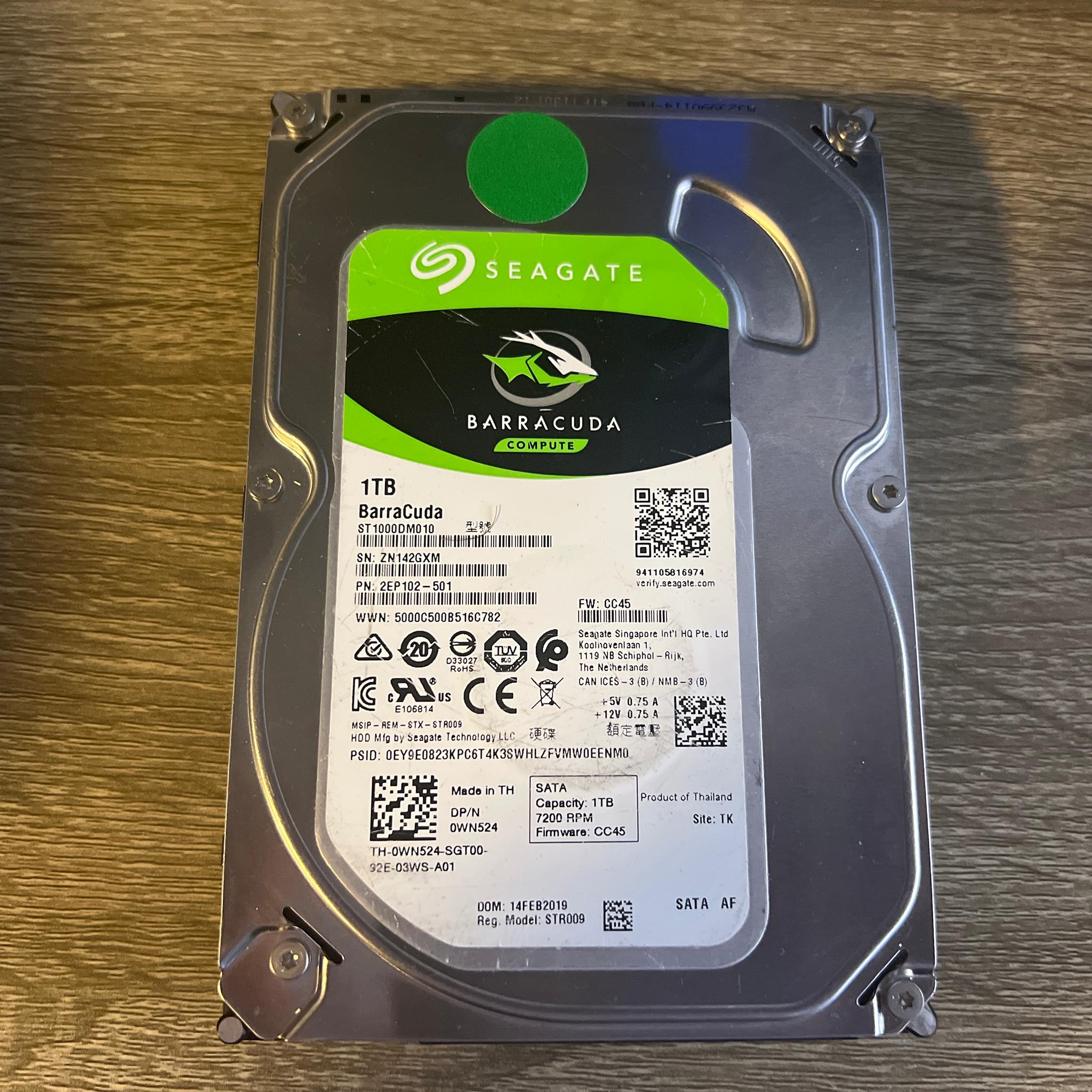 1TB Seagate Barracuda HDD