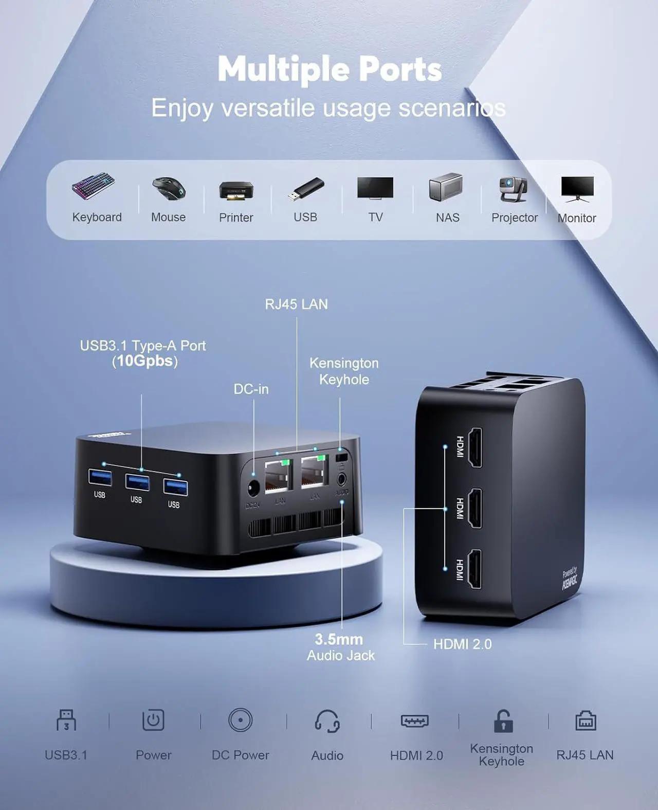 Intel N97 - T8PLUS Mini PC  (up to 3.60 GHz), 16GB RAM 512GB SSD