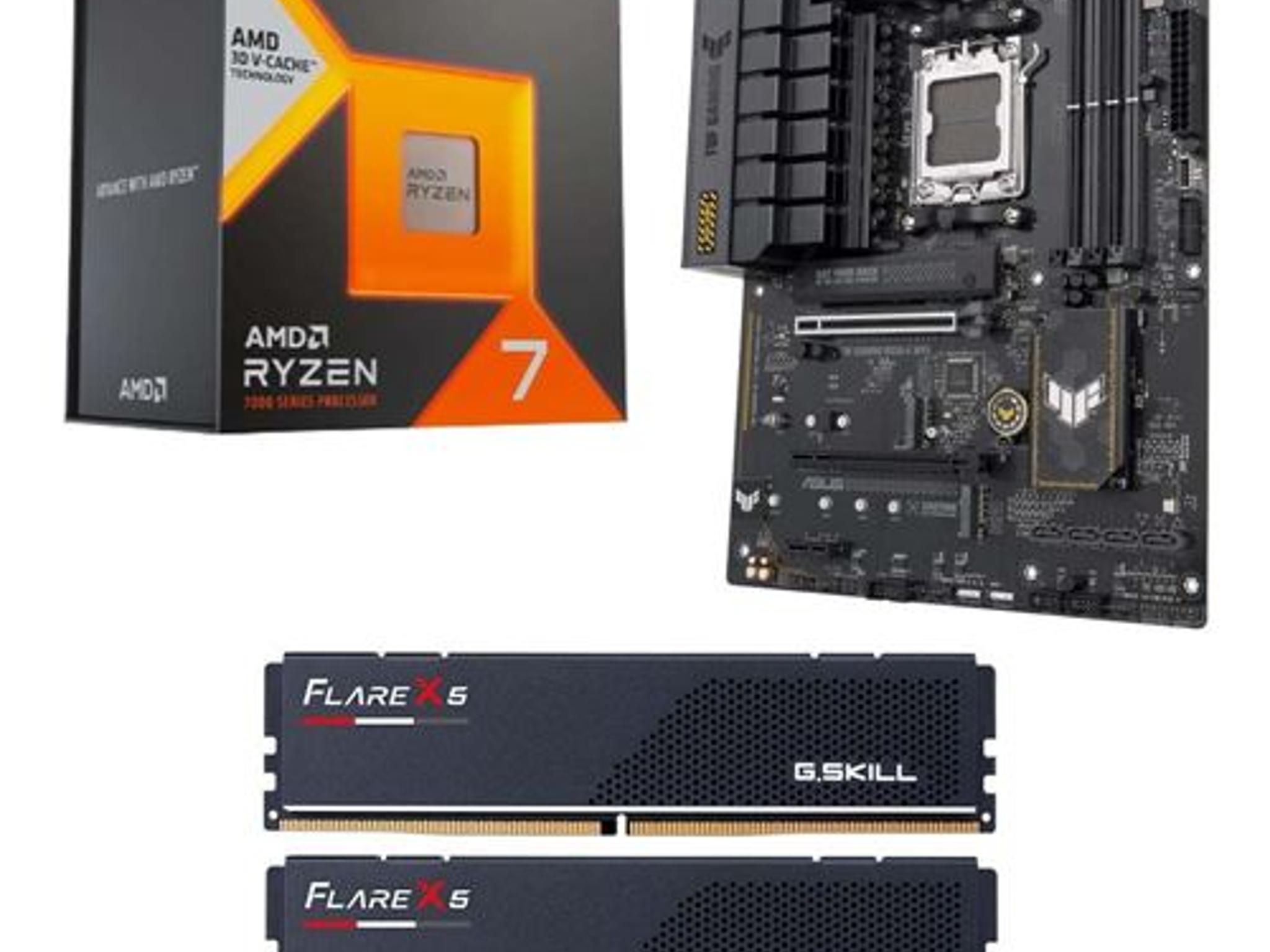 AMD Ryzen 7 7800X3D, ASUS B650-E TUF Gaming, G.Skill Flare X5 Series 48GB DDR5-5200 Kit, PC Bundle