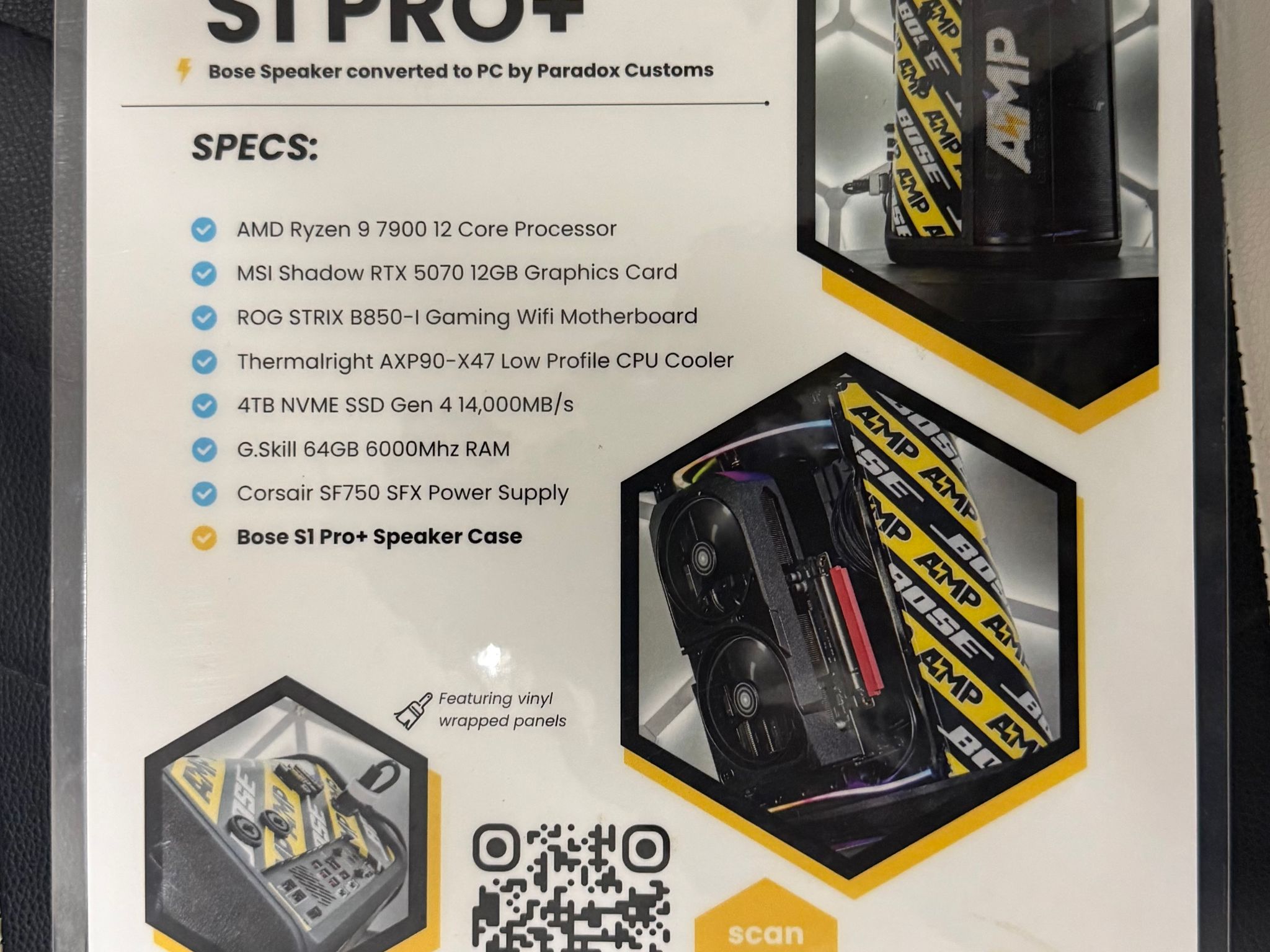 BoseS1 Pro Custom Gaming PC RTX 5070 Ryzen 9 7900 64GB RAM 4TB SSD AMP Kai Cenat