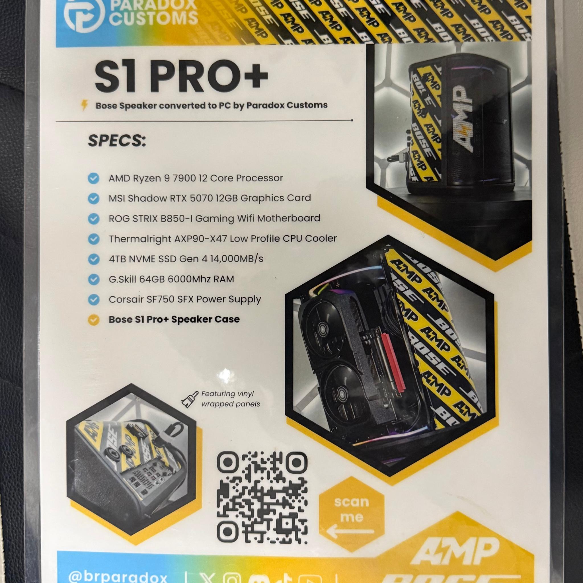 BoseS1 Pro Custom Gaming PC RTX 5070 Ryzen 9 7900 64GB RAM 4TB SSD AMP Kai Cenat