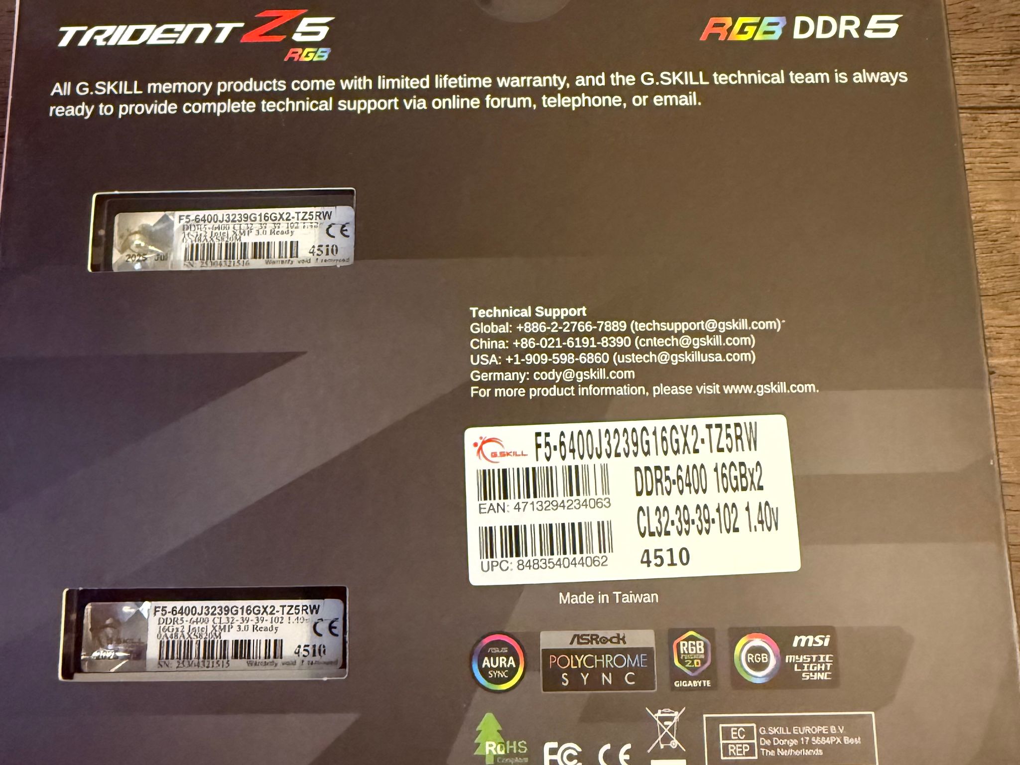 G.SKILL TRIDENT Z5 DDR5-6400 RAM