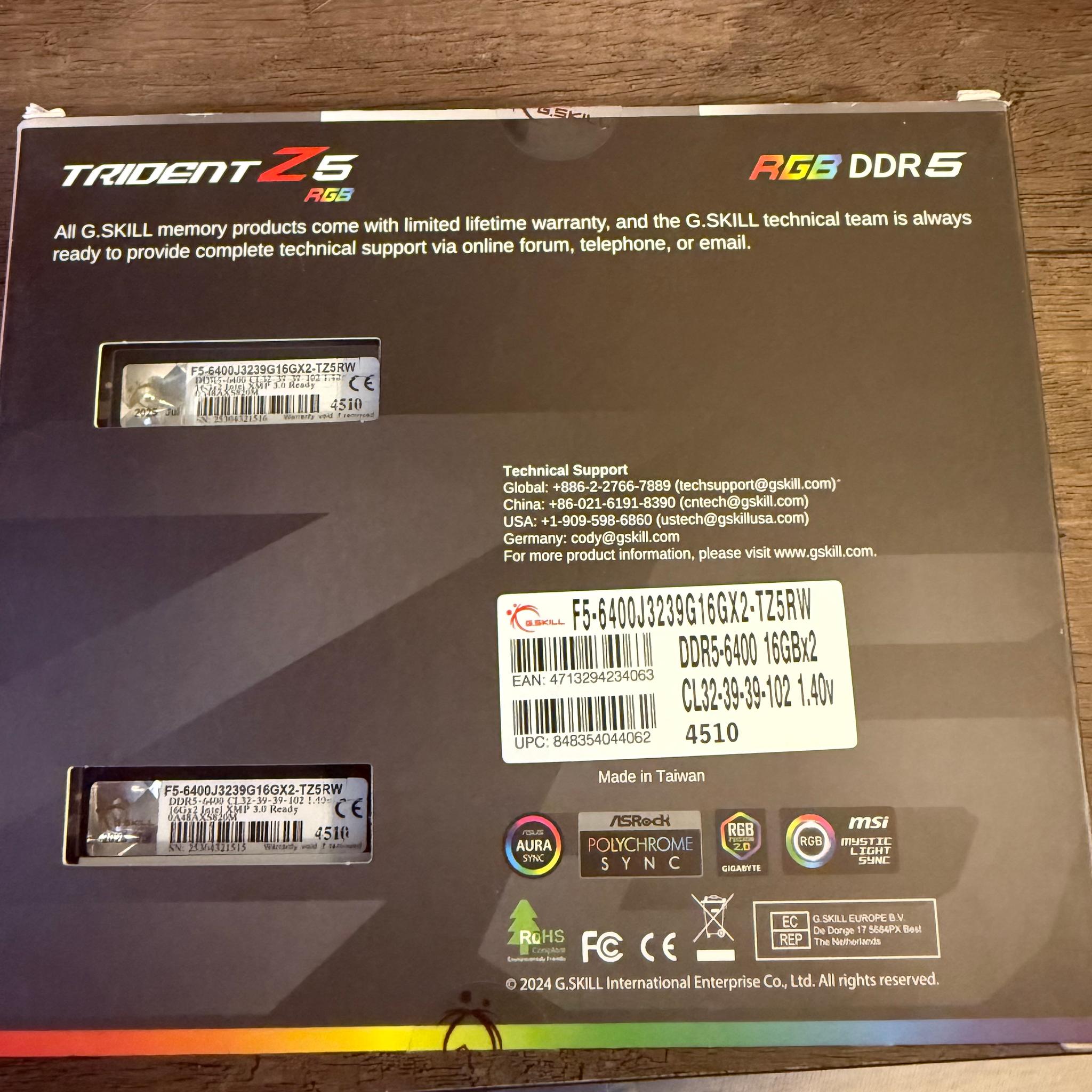 G.SKILL TRIDENT Z5 DDR5-6400 RAM