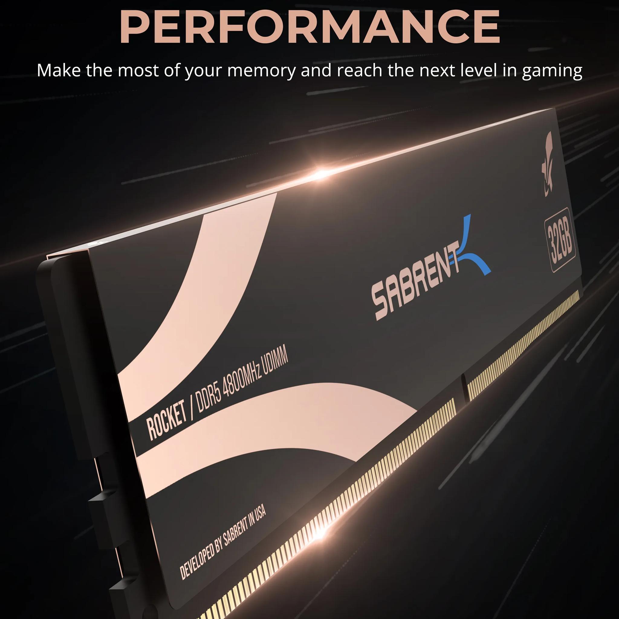 SABRENT DDR5 4800MHz 32GB U-DIMM Module for Desktops and PCs Memory