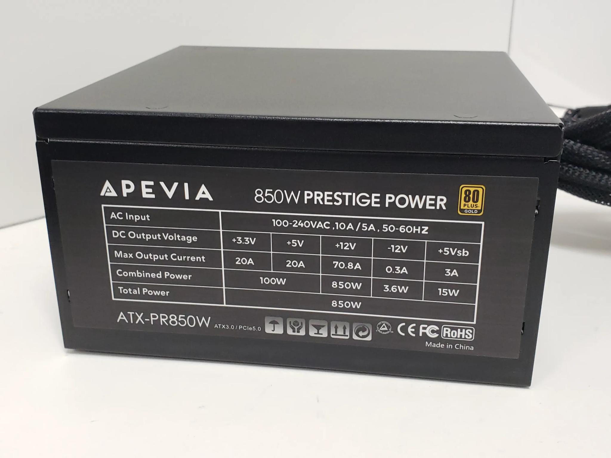 Apevia 850W, 80+G, 600W 12VHPWR, Apevia Prestige Power ATX 3.0/PCIE5.0, ATX power supply