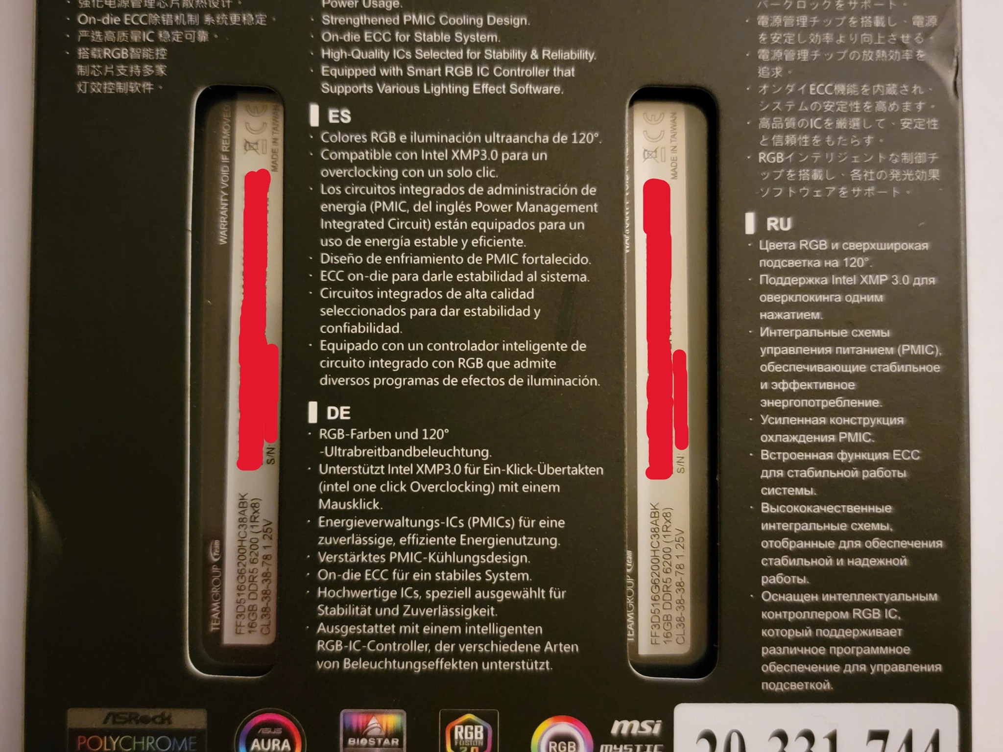 Team T-Force Delta RGB 32GB (2 x 16GB) DDR5 6200Mhz CL38-38-38-78 Brand New
