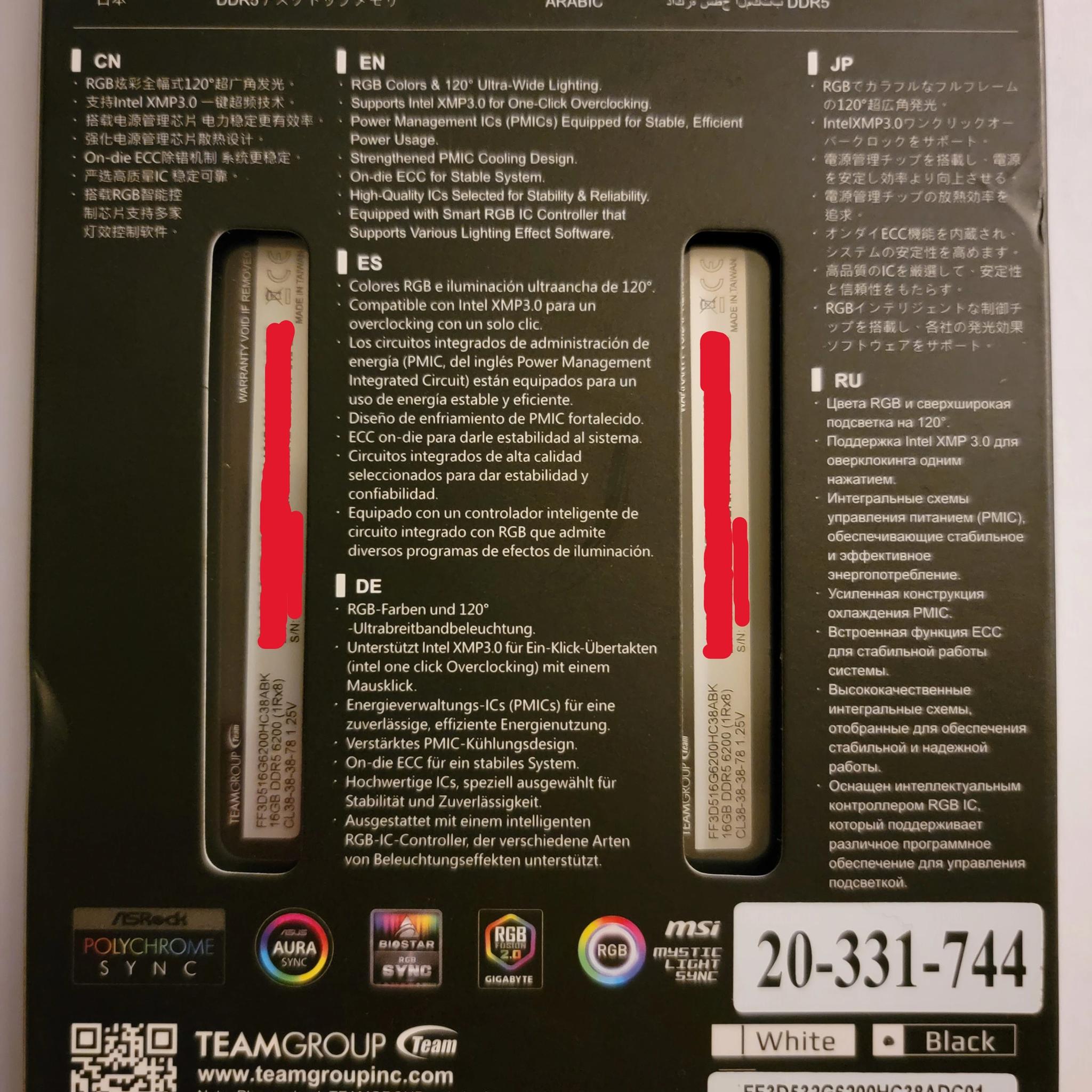 Team T-Force Delta RGB 32GB (2 x 16GB) DDR5 6200Mhz CL38-38-38-78 Brand New