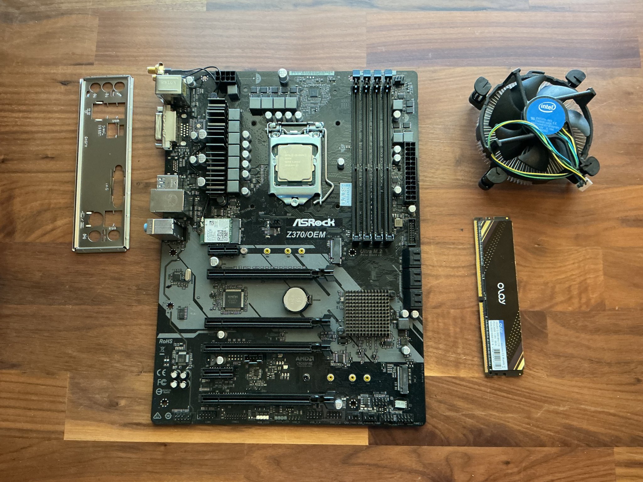 Asrock z370 Motherboard/Celeron/8gb RAM/cooler/Bluetooth & WiFi