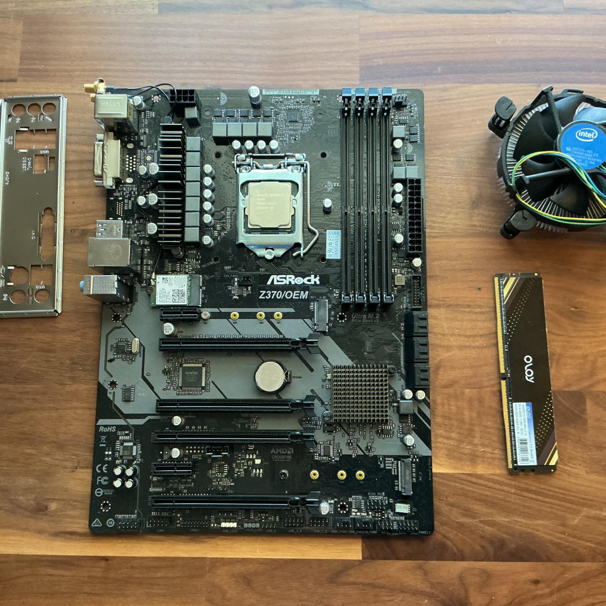 Asrock z370 Motherboard/Celeron/8gb RAM/cooler/Bluetooth & WiFi