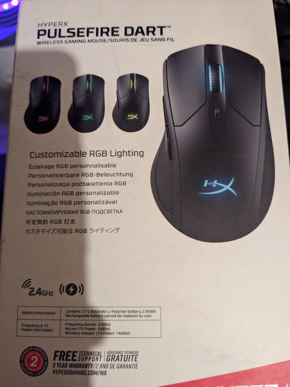 BNIB HyperX Pulsefire Dart RGB Wireless Gaming Mouse