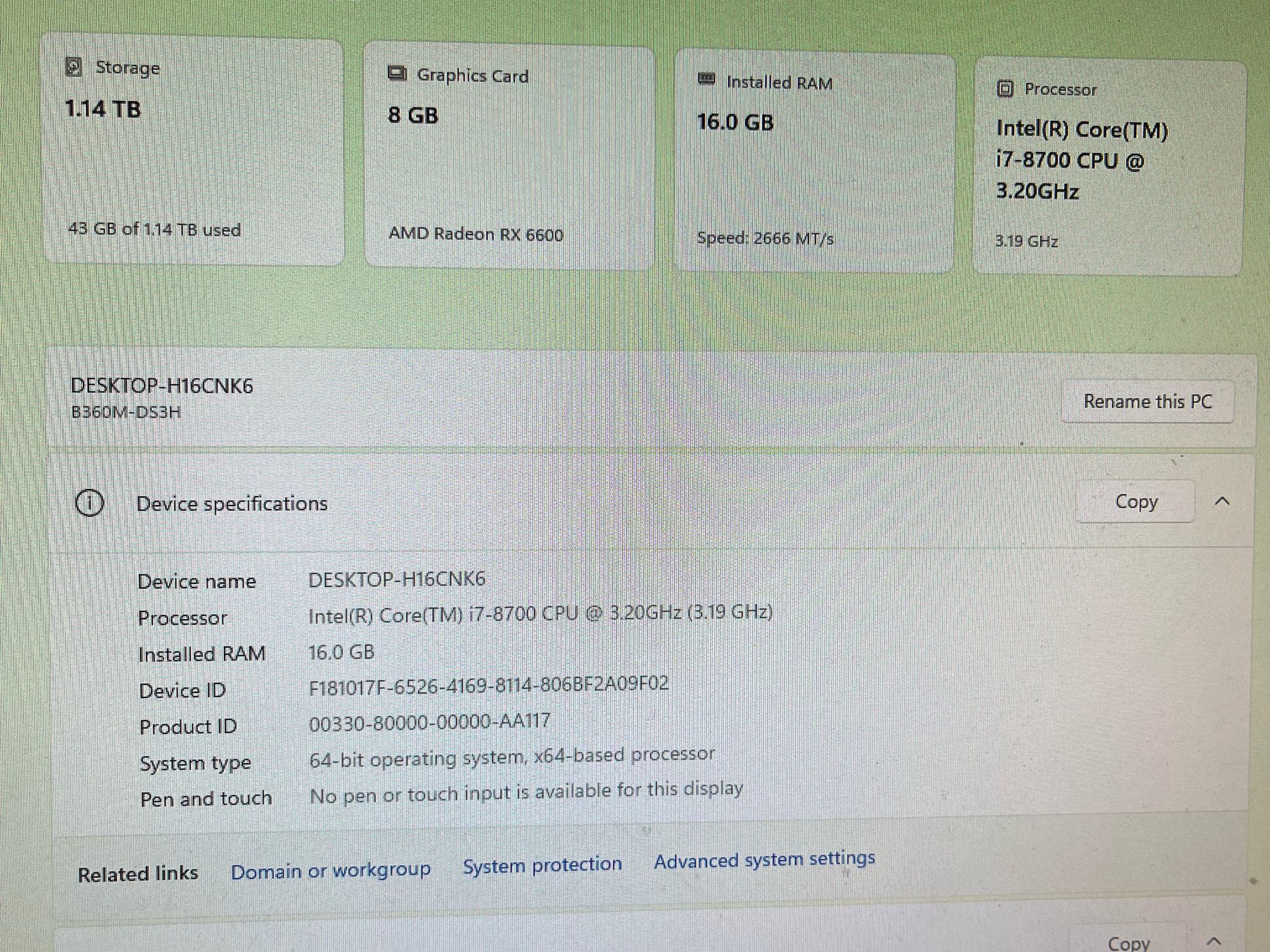 READ DESCRIPTION | SLEEPER GAMING PC | I7-8700, RX 6600, 1.25TB SSD+HDD, 16GB RAM