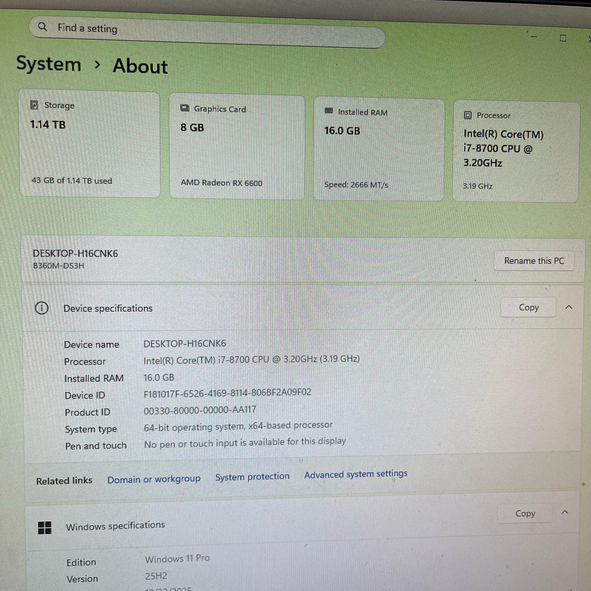 READ DESCRIPTION | SLEEPER GAMING PC | I7-8700, RX 6600, 1.25TB SSD+HDD, 16GB RAM