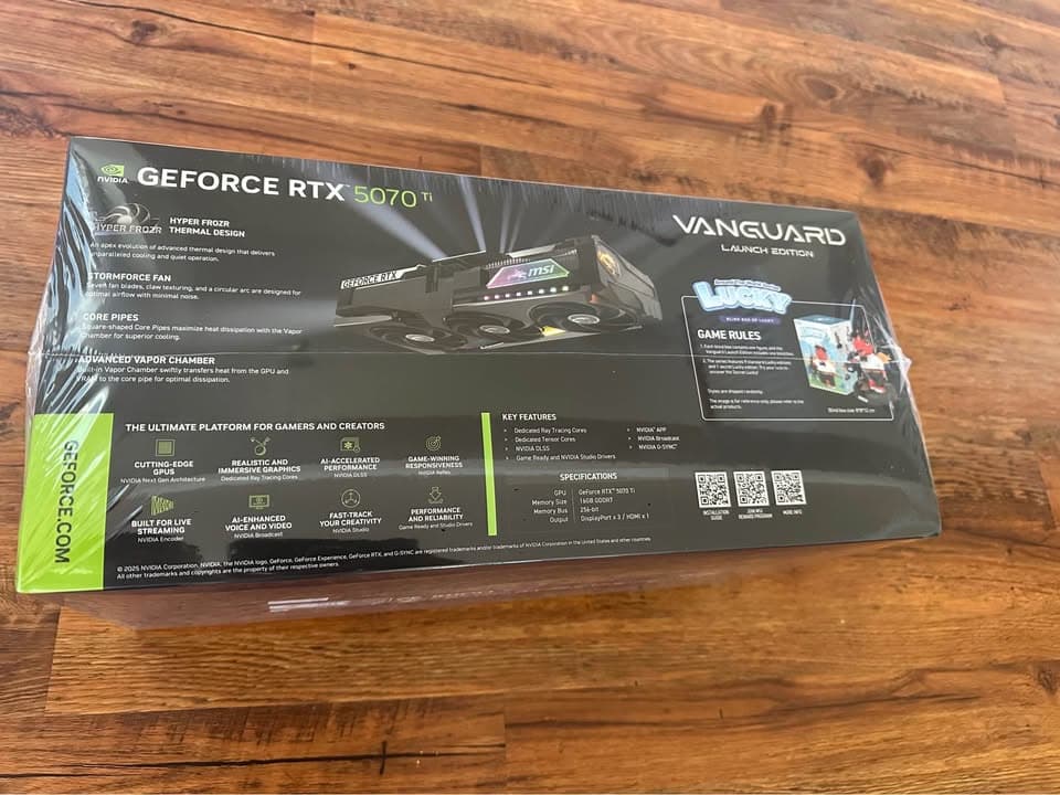 MSI GeForce RTX 5070 Ti 16G VANGUARD SOC LAUNCH EDITION w/ limited edition Lucky figure