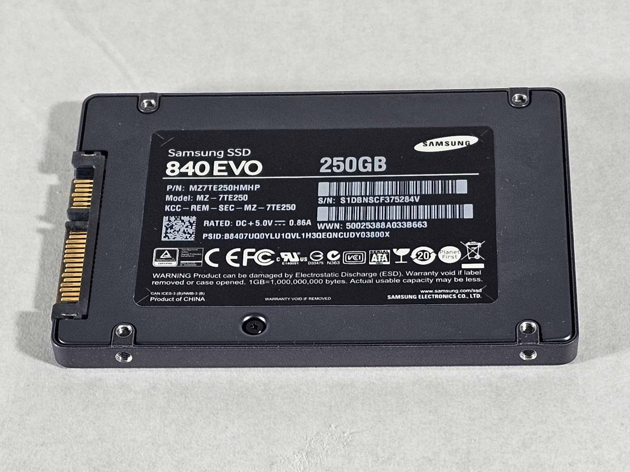 250GB 2.5" SATA SSD Samsung 840 EVO