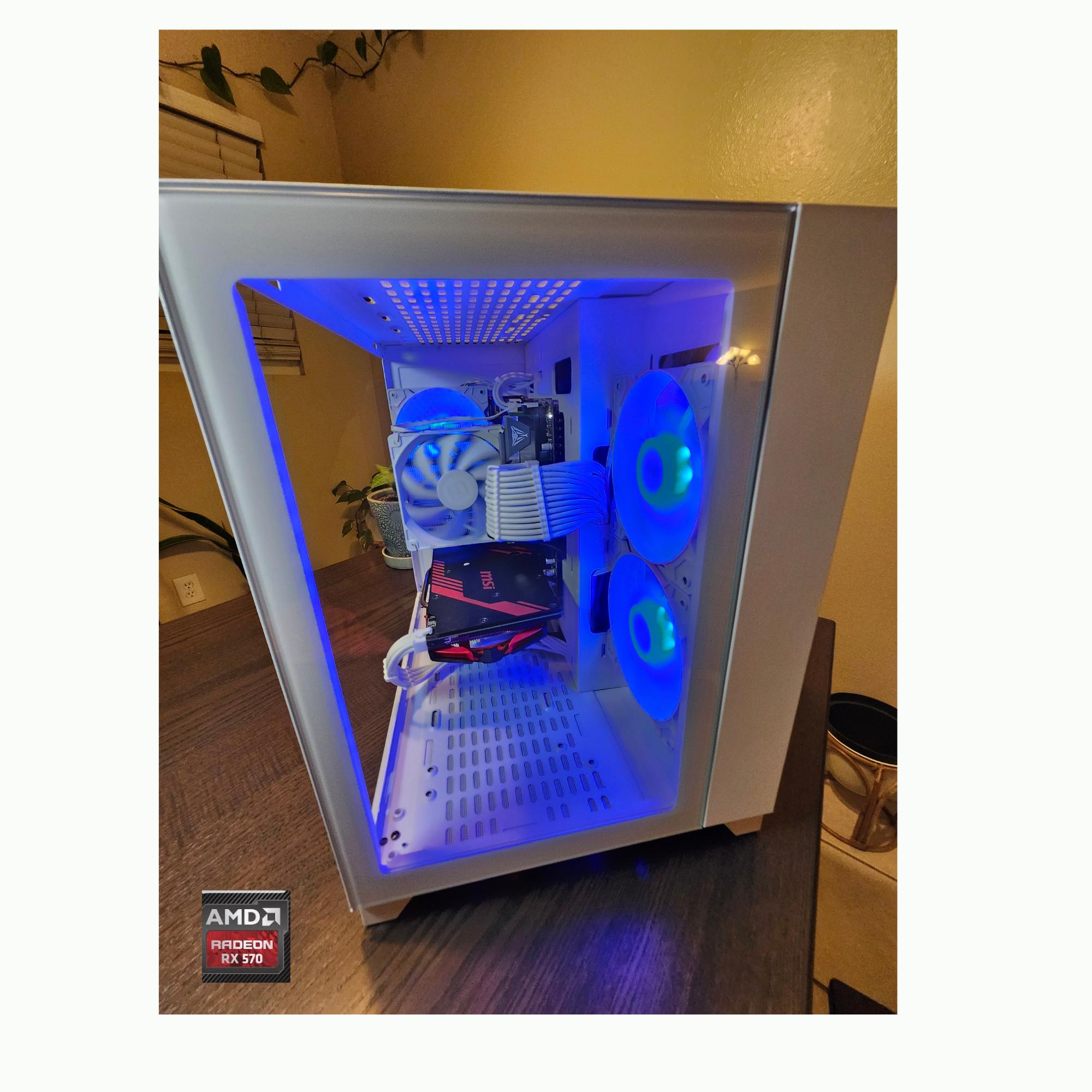 Custom Gaming PC - Intel i7-6700, RX 570 8GB, 16GB RAM, 256GB SSD - White Case