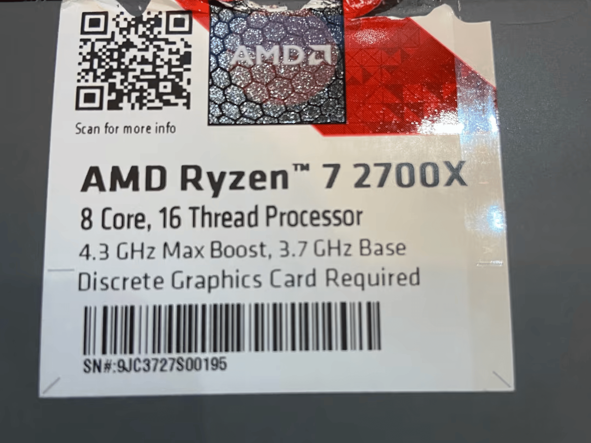 Ryzen 7 2700x AMD CPU - 8-core 16-thread