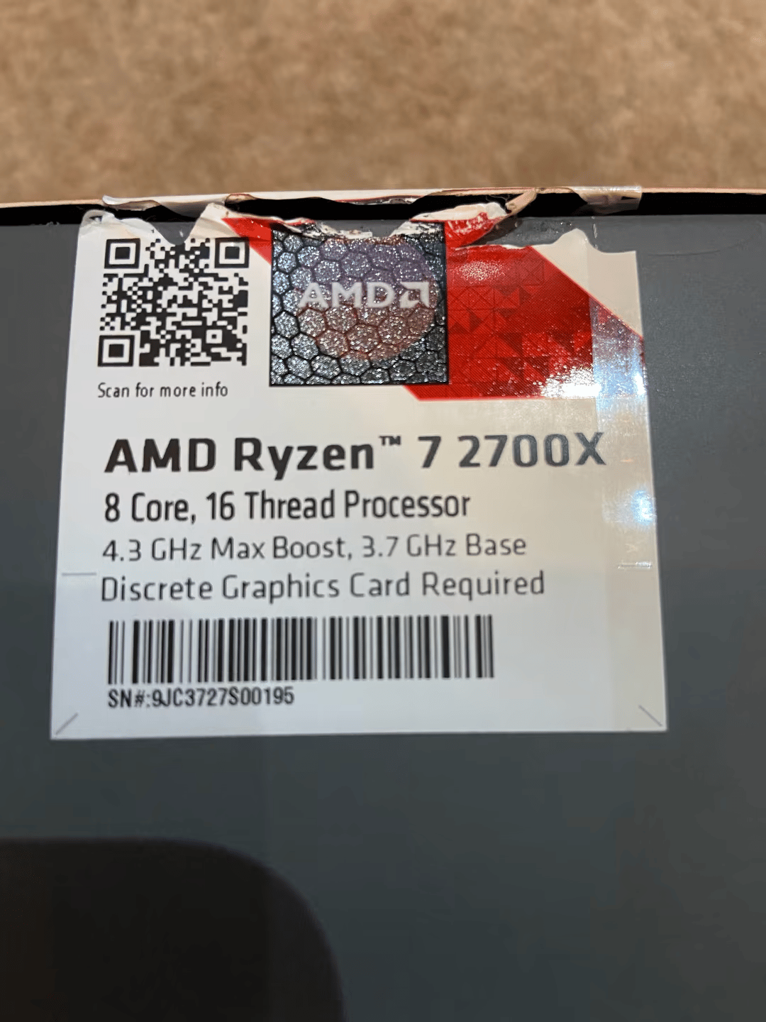 Ryzen 7 2700x AMD CPU - 8-core 16-thread