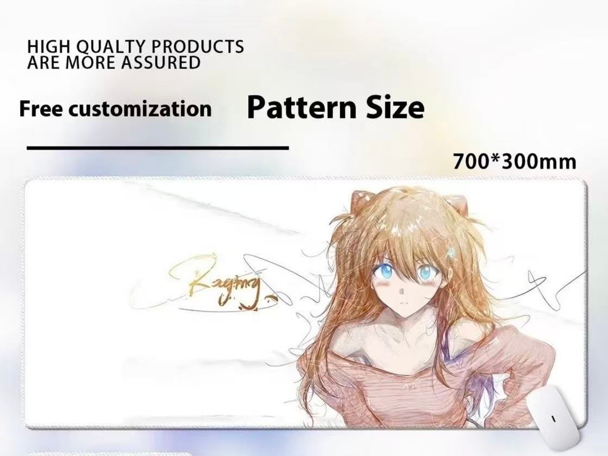 EVA Asuka Anime Mouse Pad – Abstract Line Art, Smooth Gaming Surface