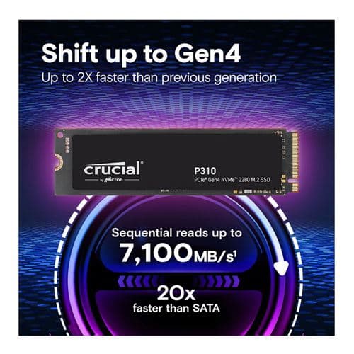 Crucial P310 1TB 232L Micron QLC NAND PCIe Gen 4 x4 NVMe M.2 Internal SSD