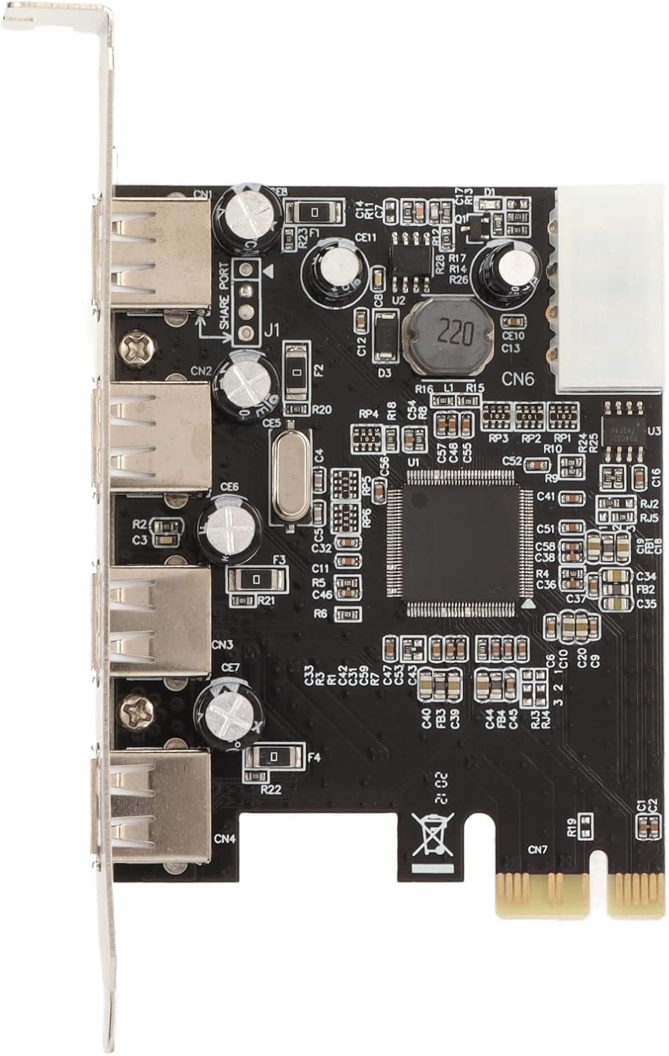 PCIe to USB 2.0 Card 4-Port 4-Pin PCIe to USB 2.0 480Mbs