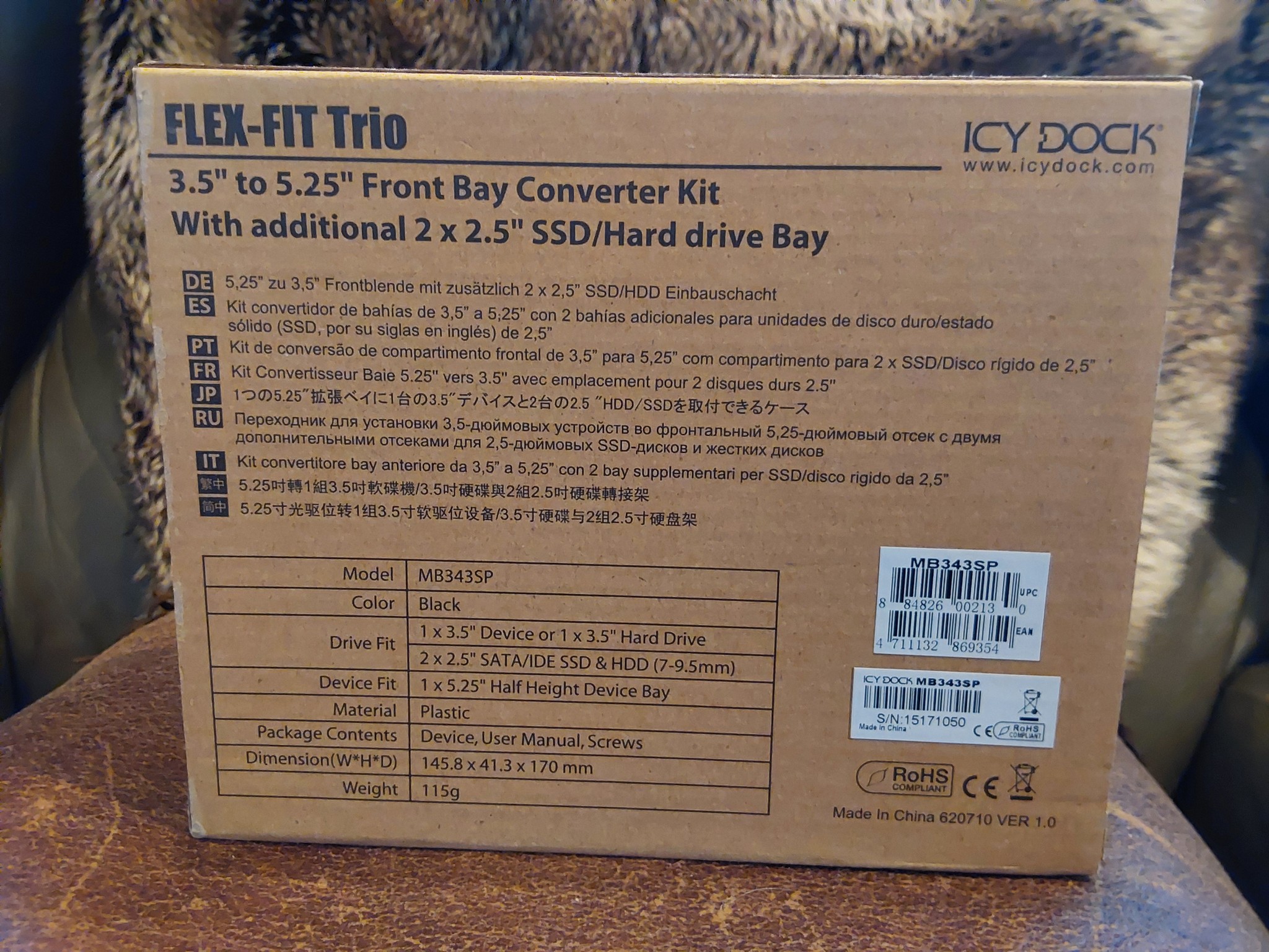 NEW ICY DOCK “FLEX-FIT TRIO” – 5.25” FRONT BAY CONVERTER ADAPTER BRACKET FOR 2.5” & 3.5” SSD/HDDs
