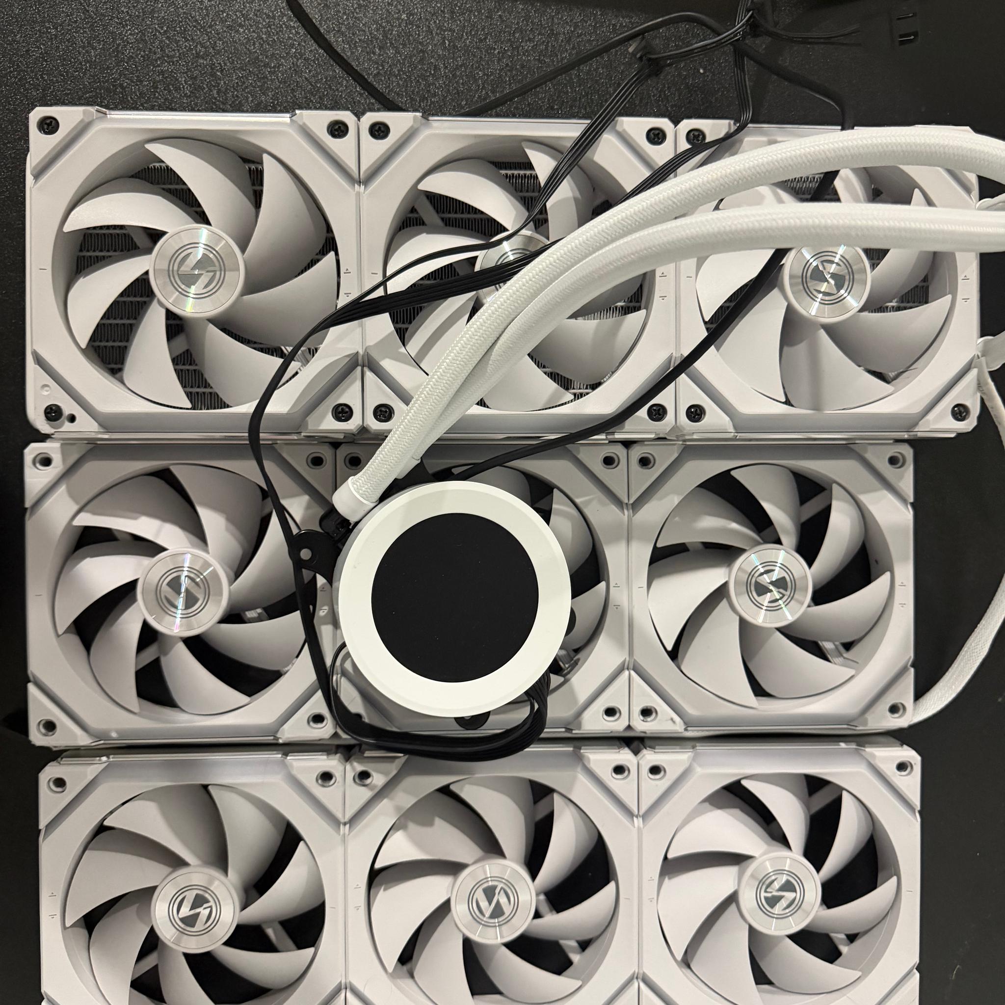NZXT LCD Screen AIO AM5 + 9 Wireless Lian Li Fans White + Controller/hub Free Shipping