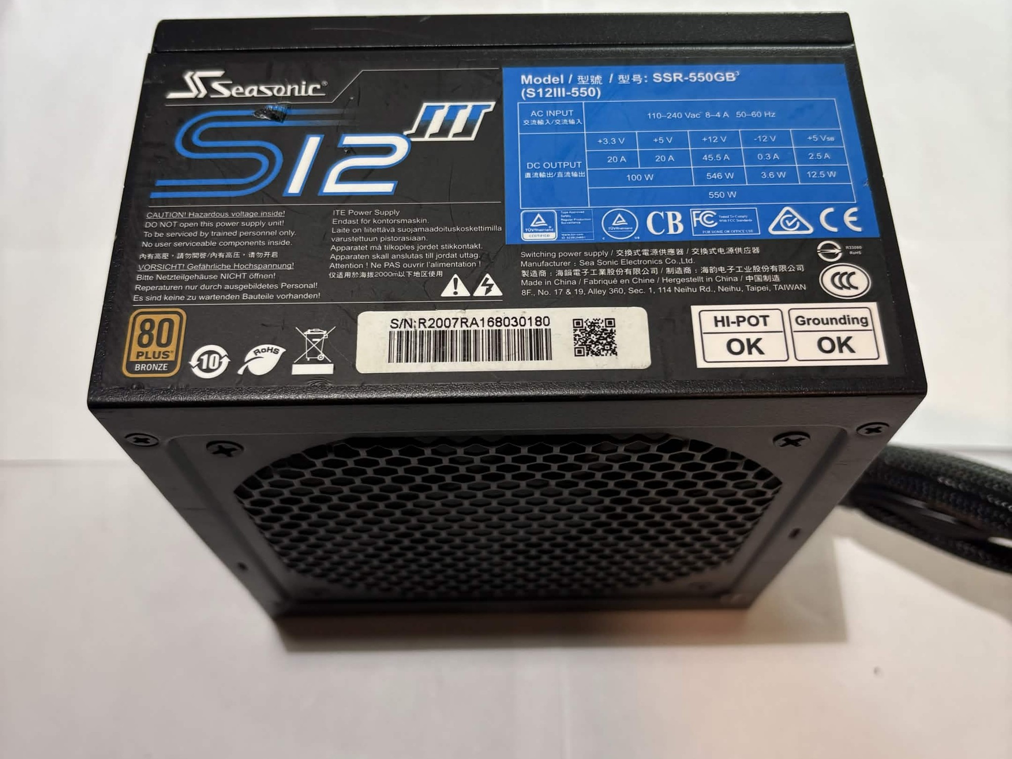 Seasonic S12III 550W 80+ Bronze PSU Power Supply