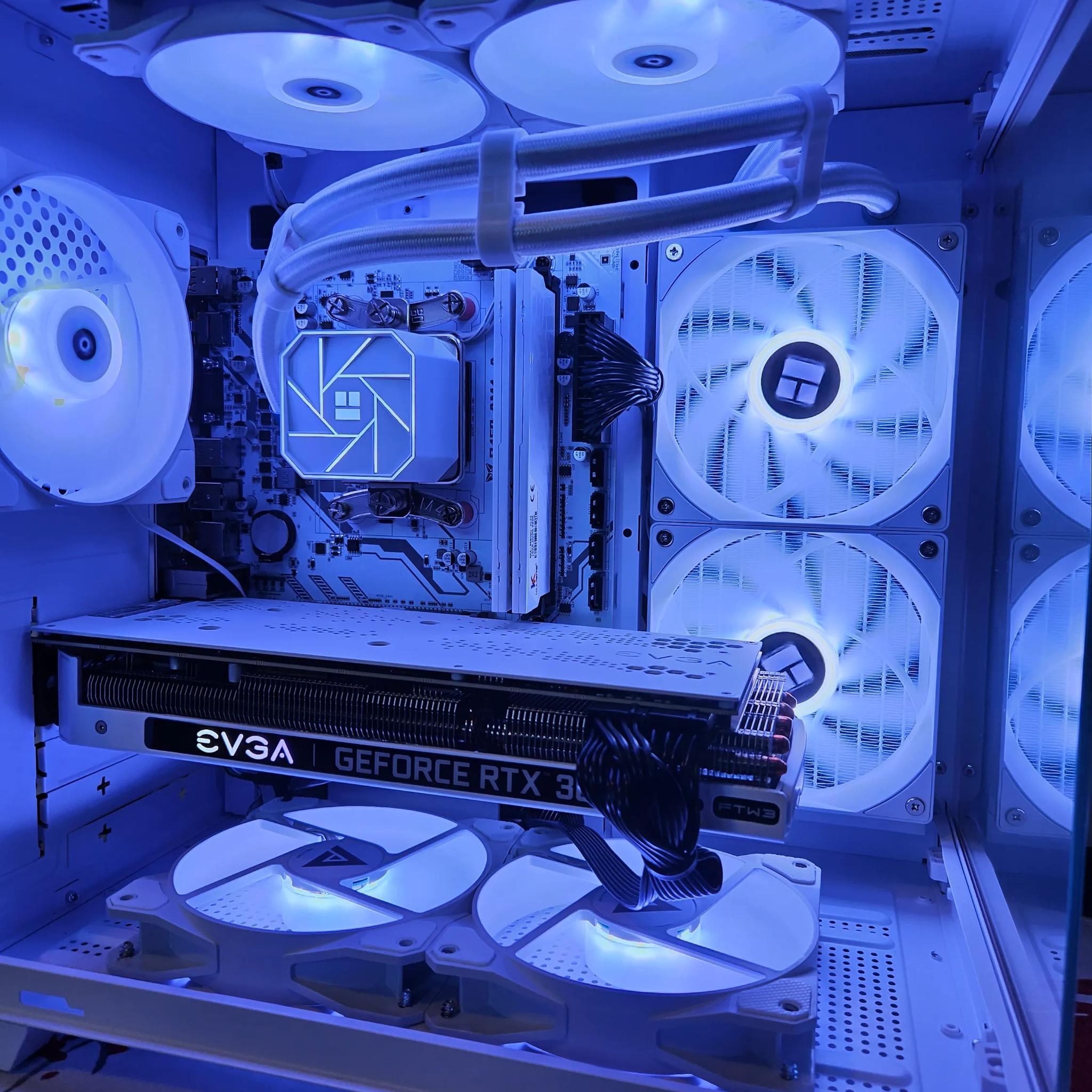 Liquid cooled Arctic Rig Ryzen 5 / 32GB DDR4 / 1TB SSD / RTX 3060 ti