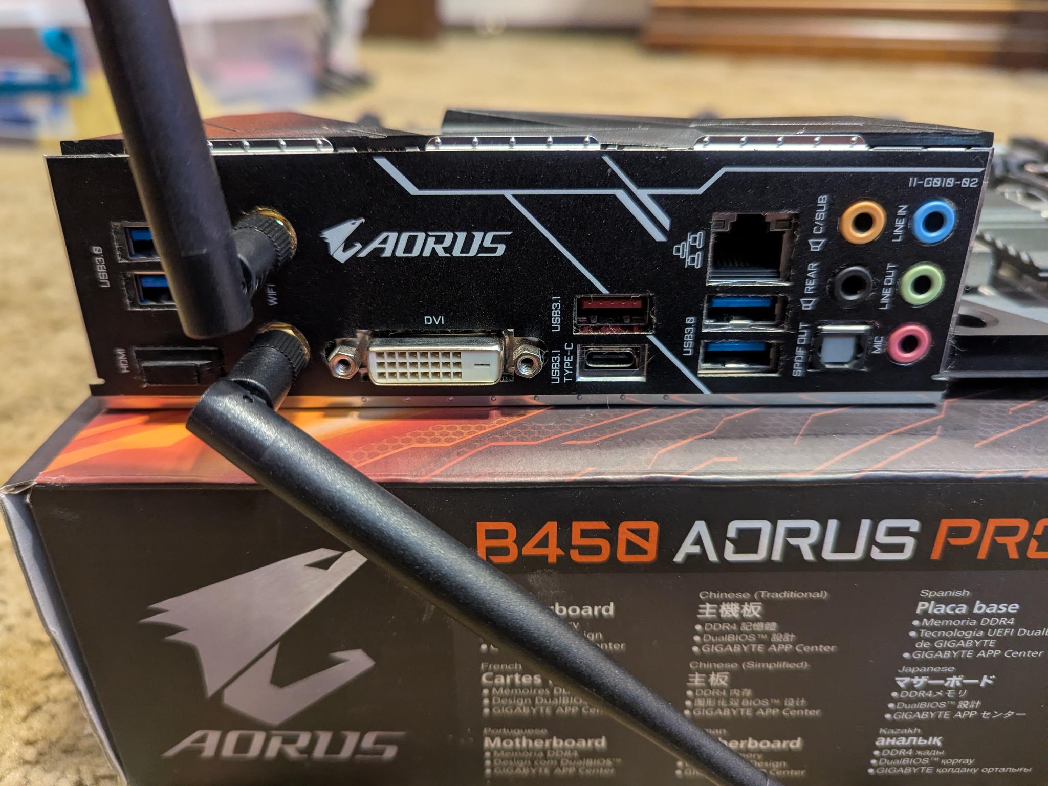 Gigabyte B450 Aorus Pro Wifi with Ryzen 2600x CPU