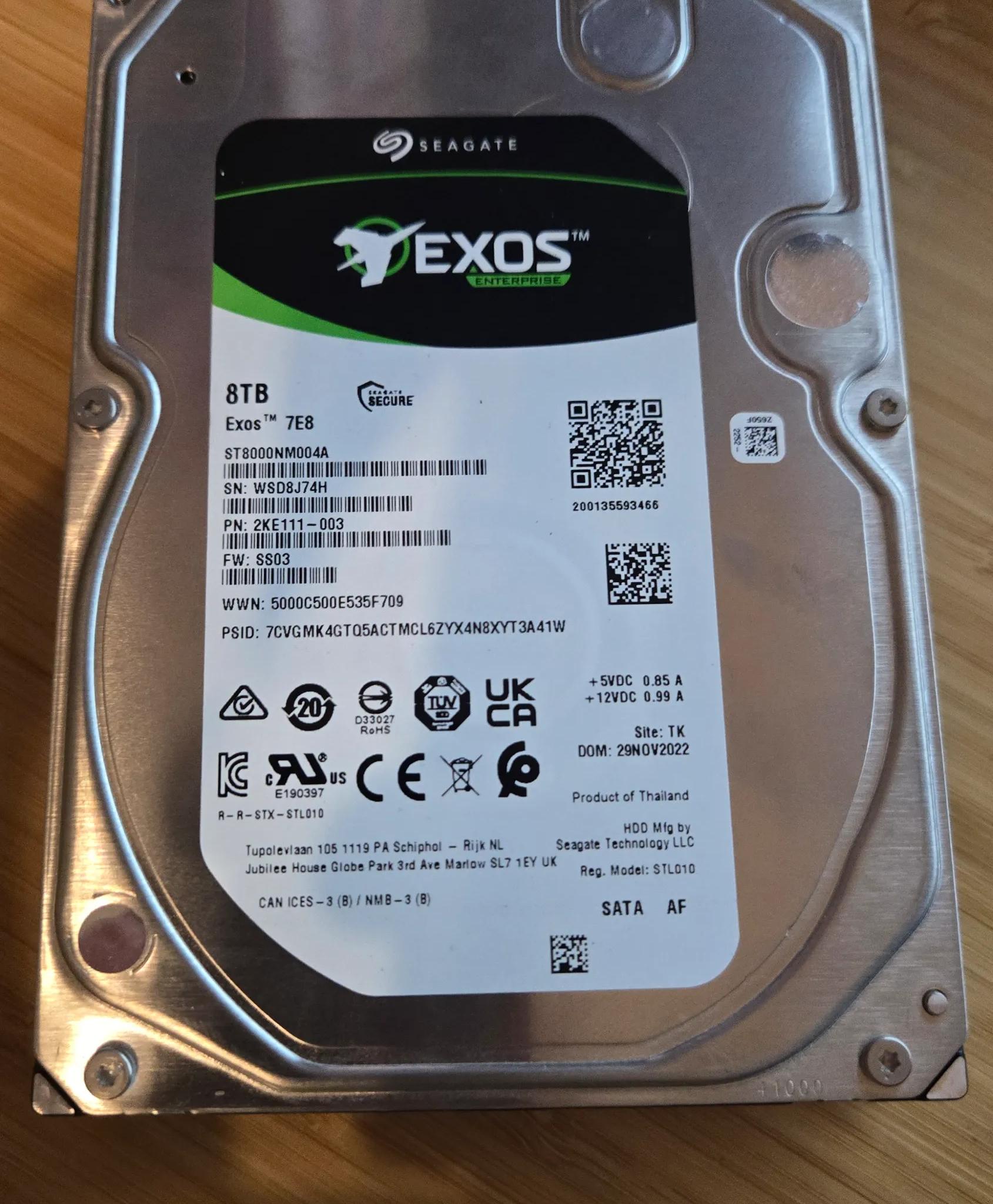 8TB Hard Drive - Seagate EXOS Enterprise 7200RPM